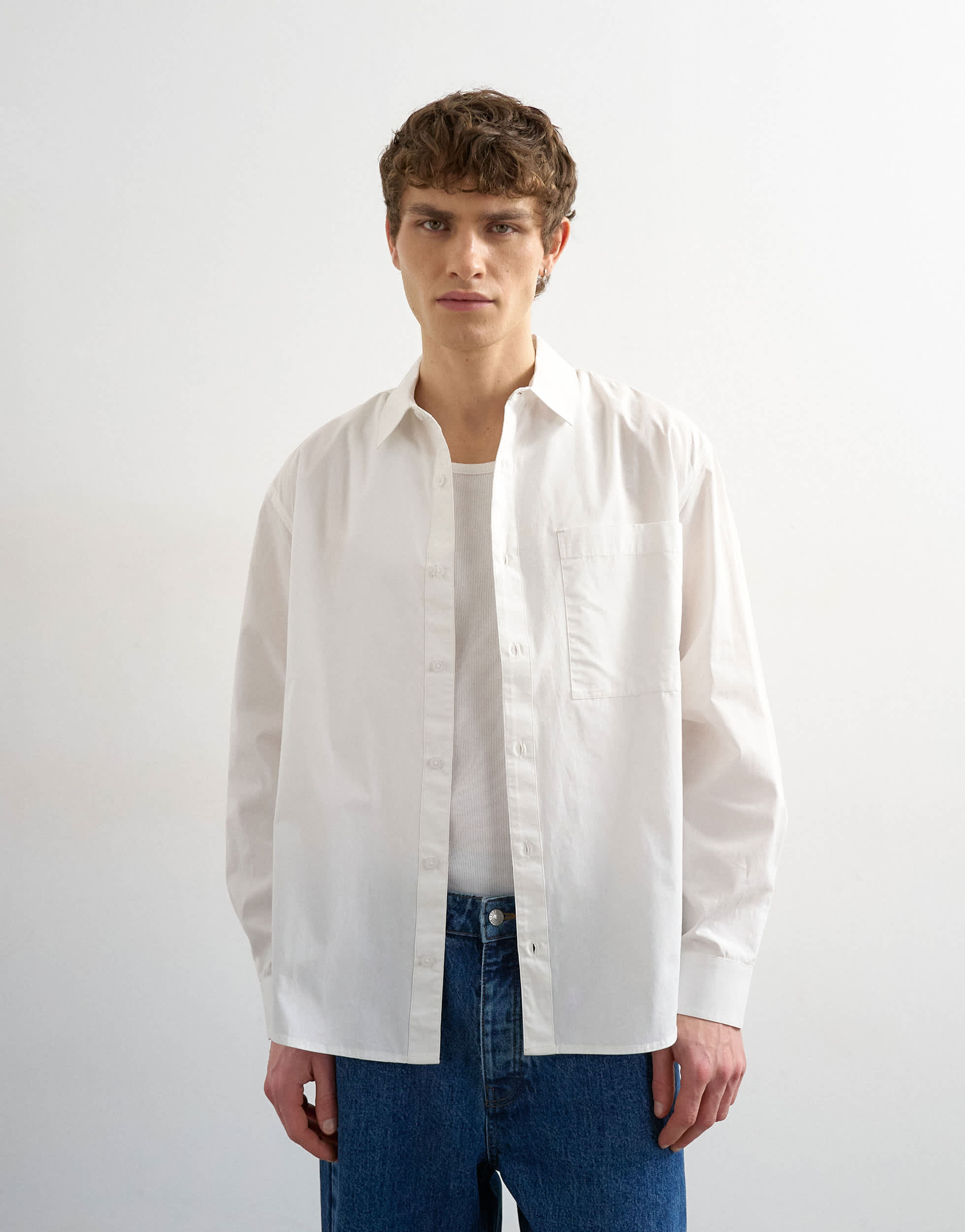 Chemise en popeline blanc coupe décontractée Topman