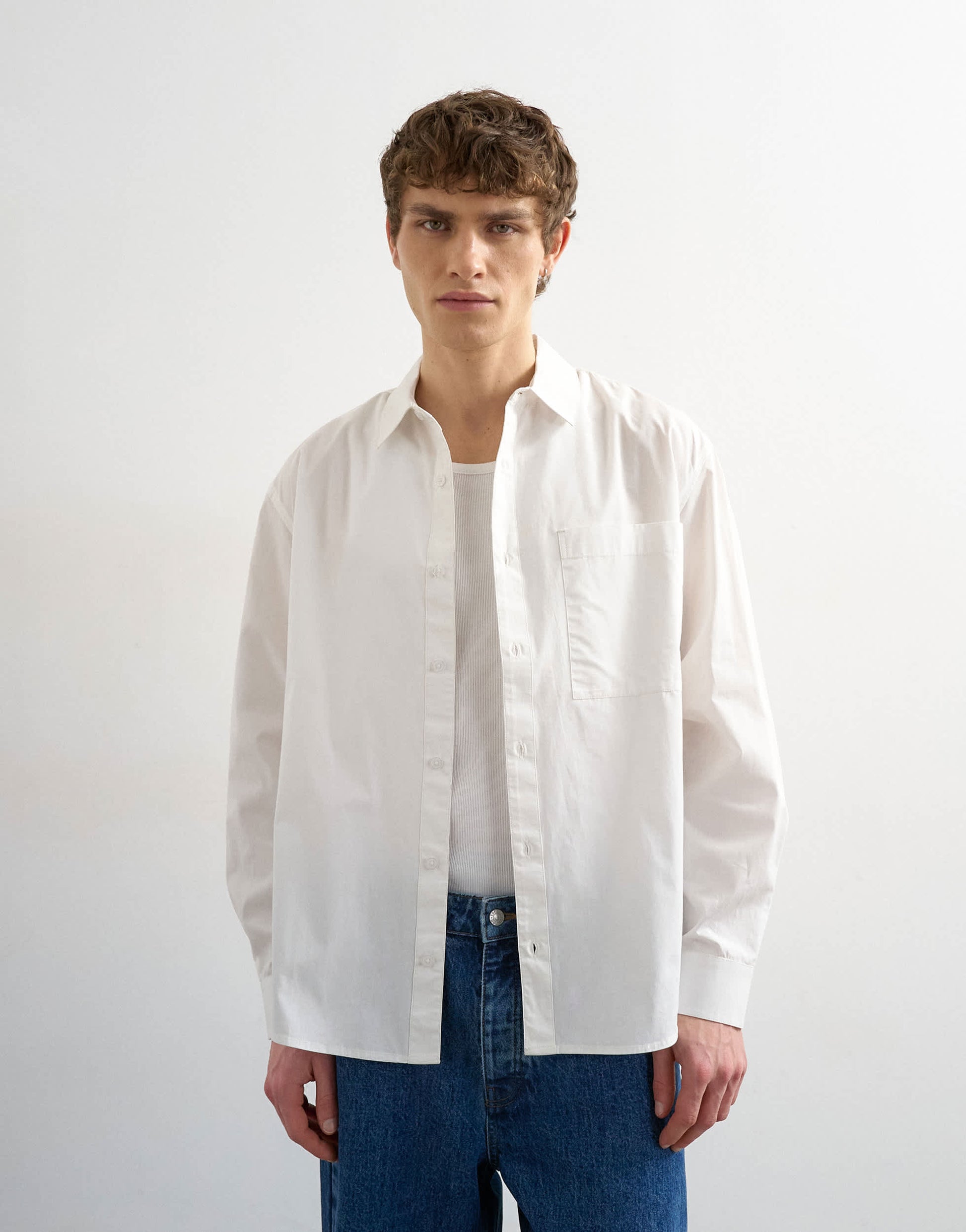 Topman relaxed fit poplin shirt in white