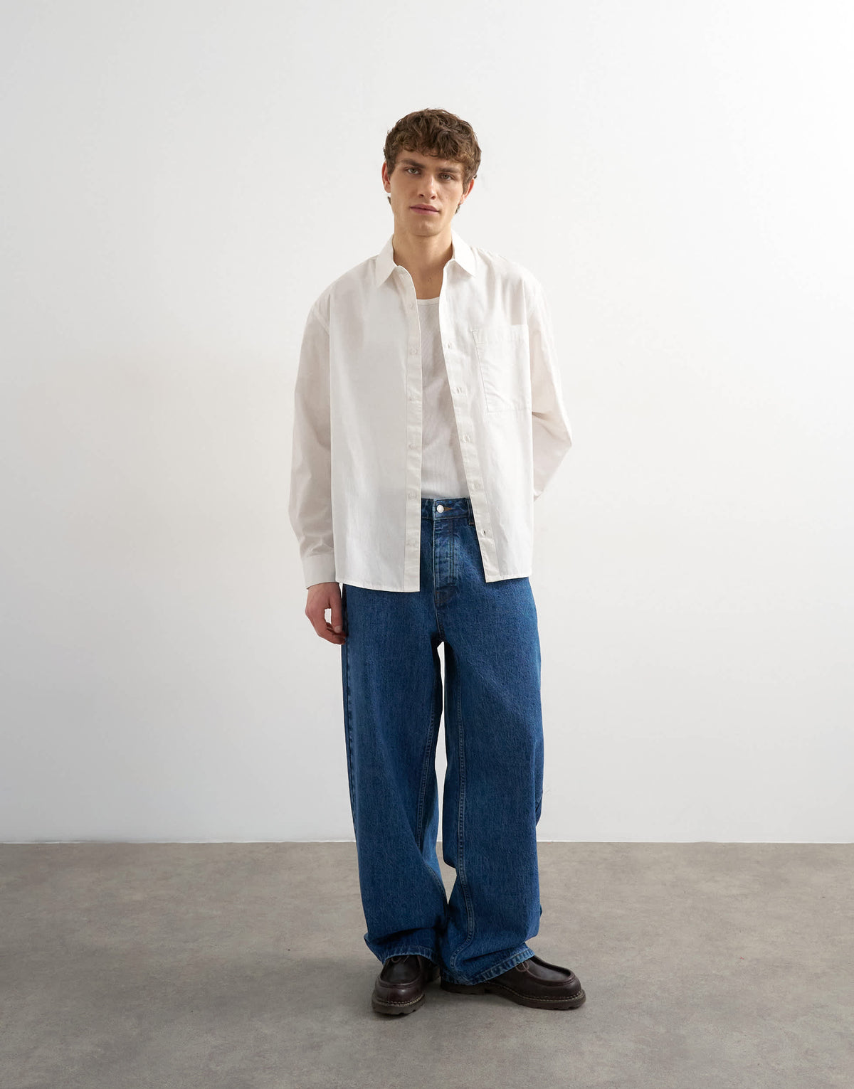 Topman relaxed fit poplin shirt in white