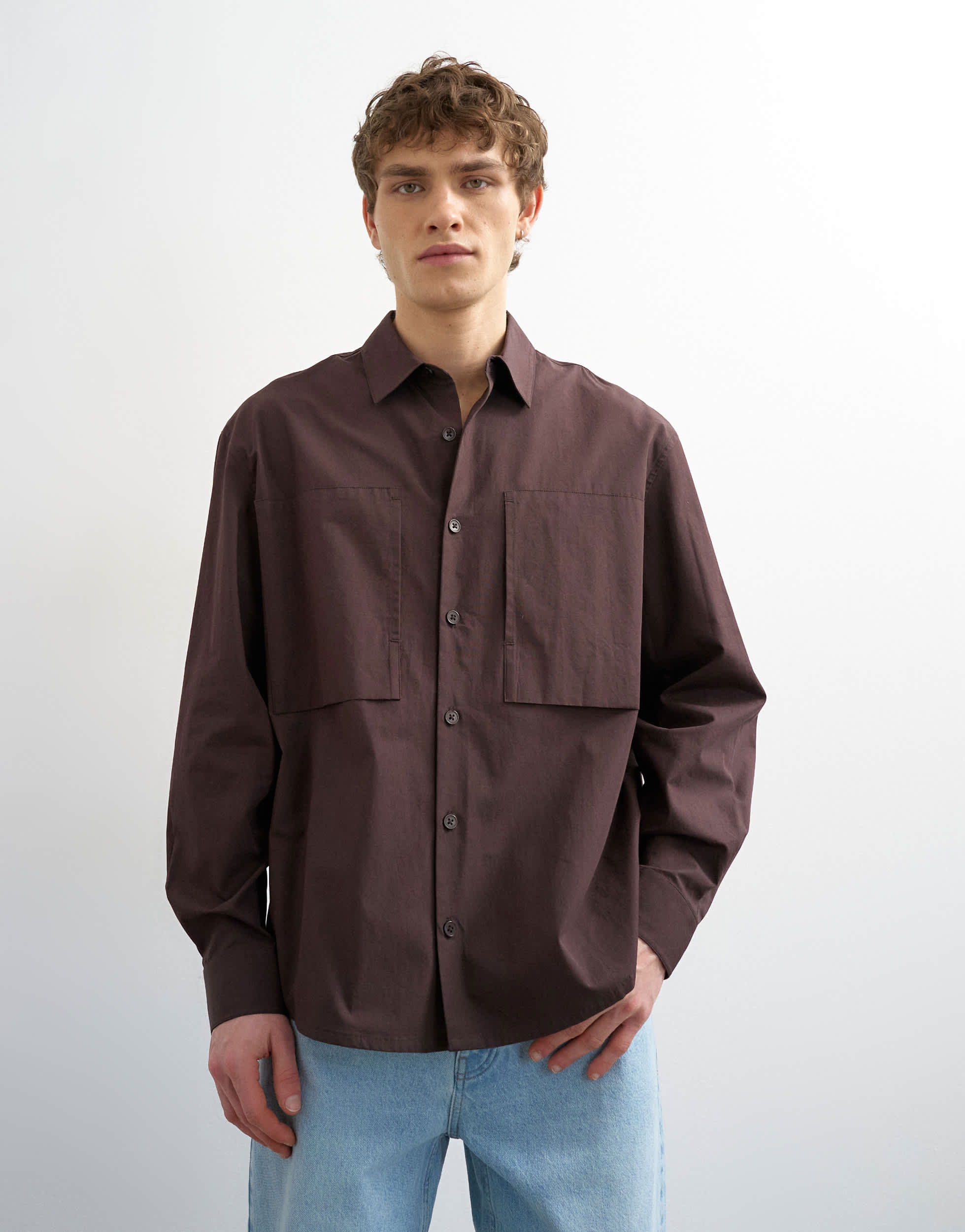 Chemise en popeline coupe décontractée Topman marron
