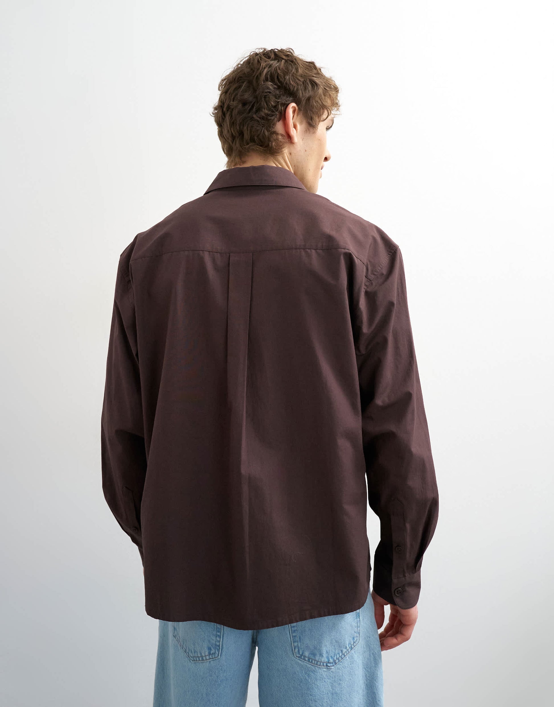 Topman relaxed fit poplin shirt in brown