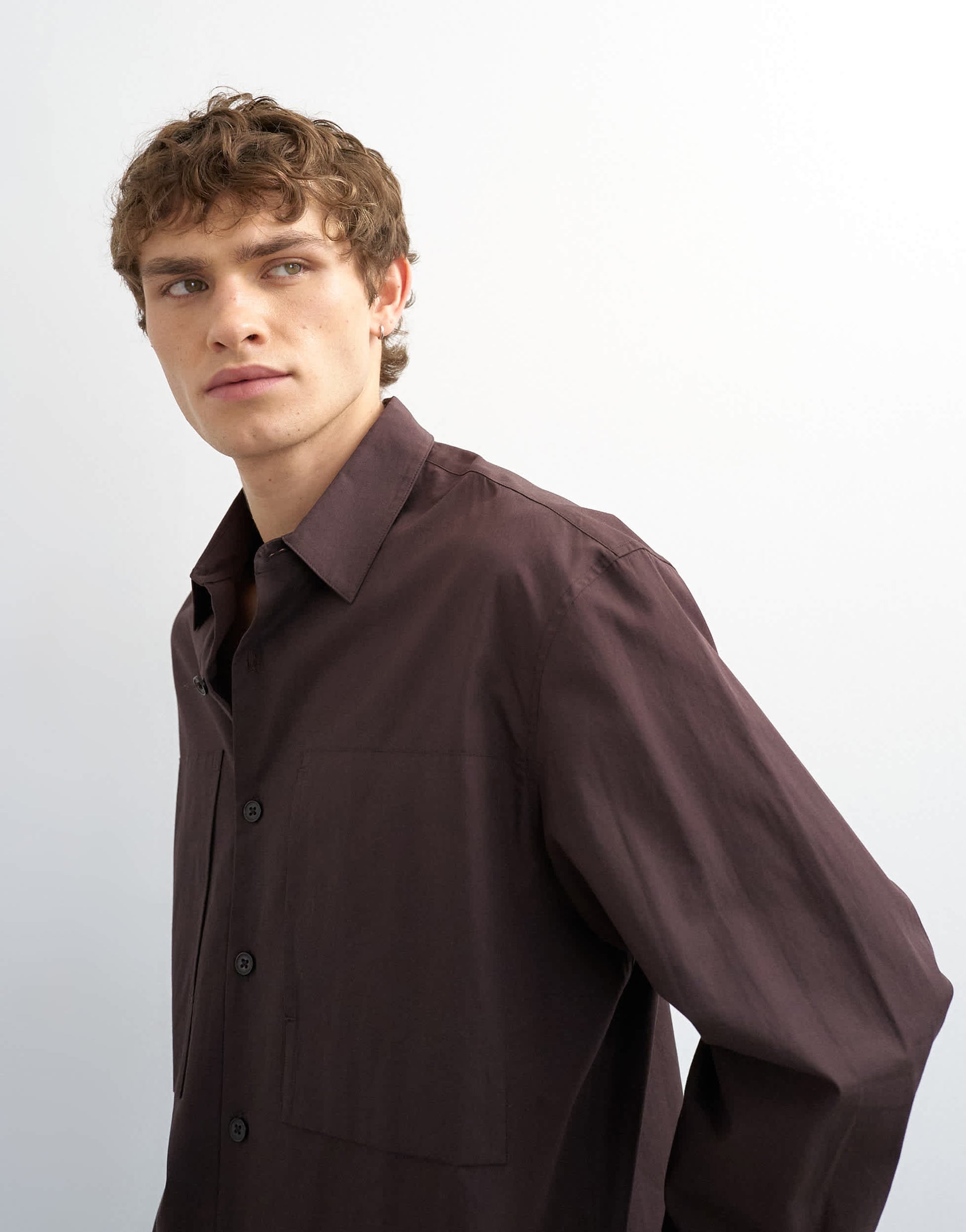 Topman relaxed fit poplin shirt in brown
