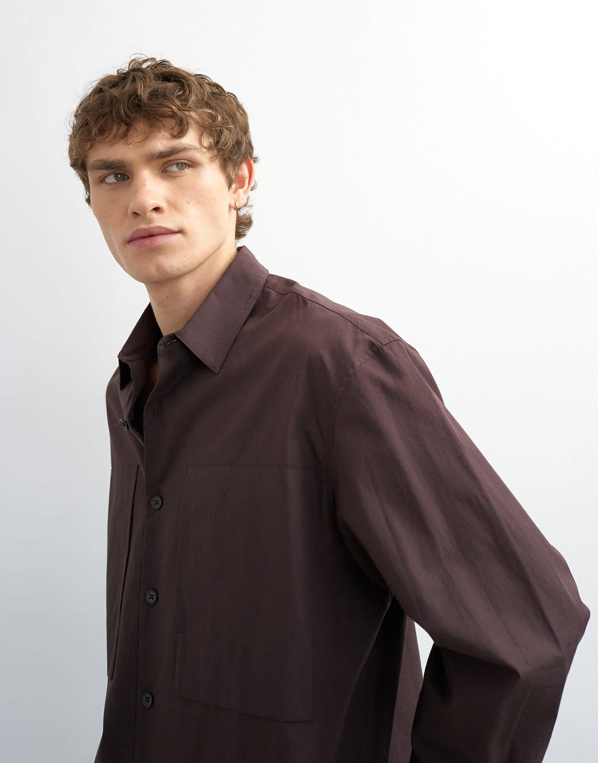 Topman relaxed fit poplin shirt in brown