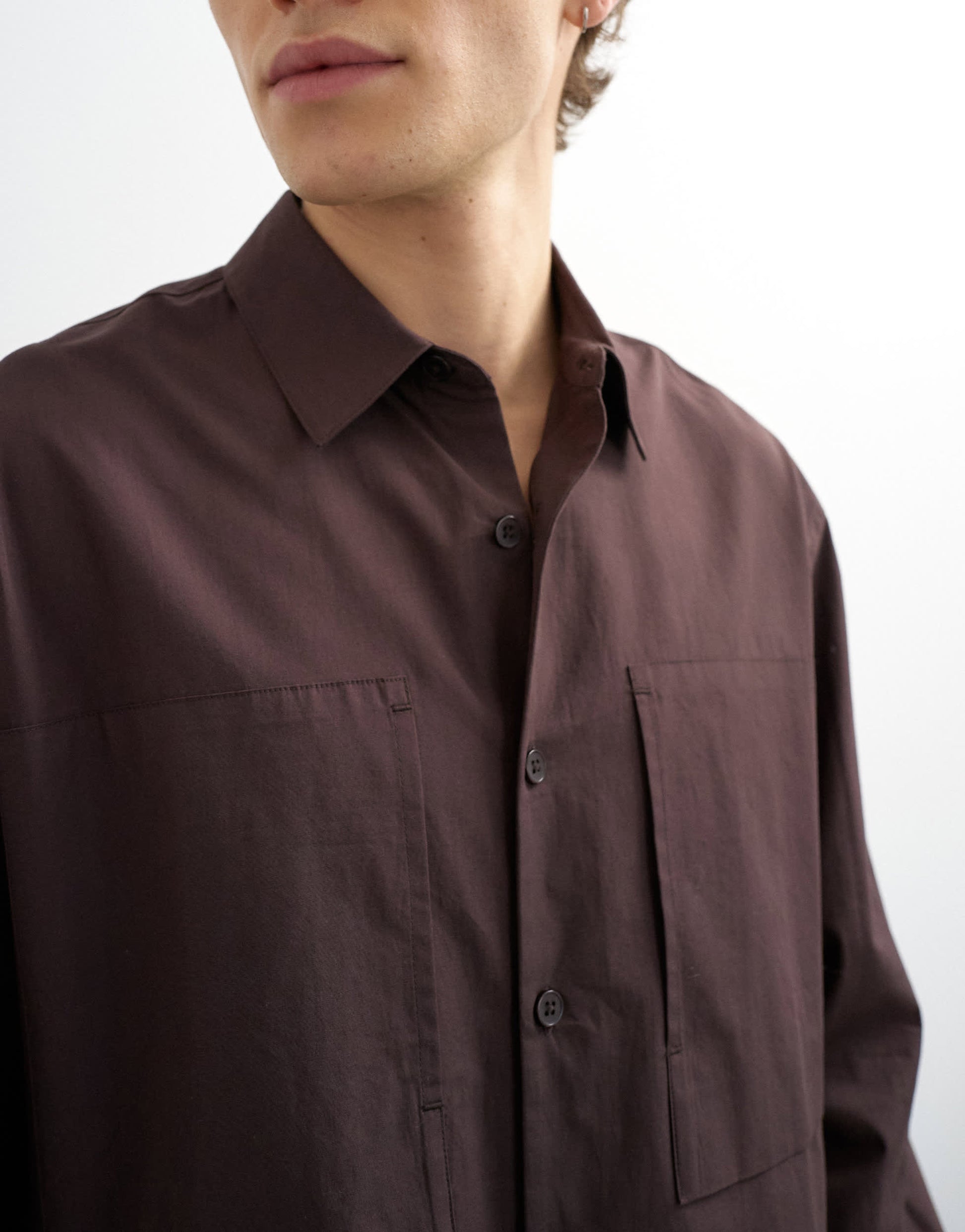 Topman relaxed fit poplin shirt in brown