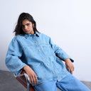 Topshop denim worker jacket in bleach