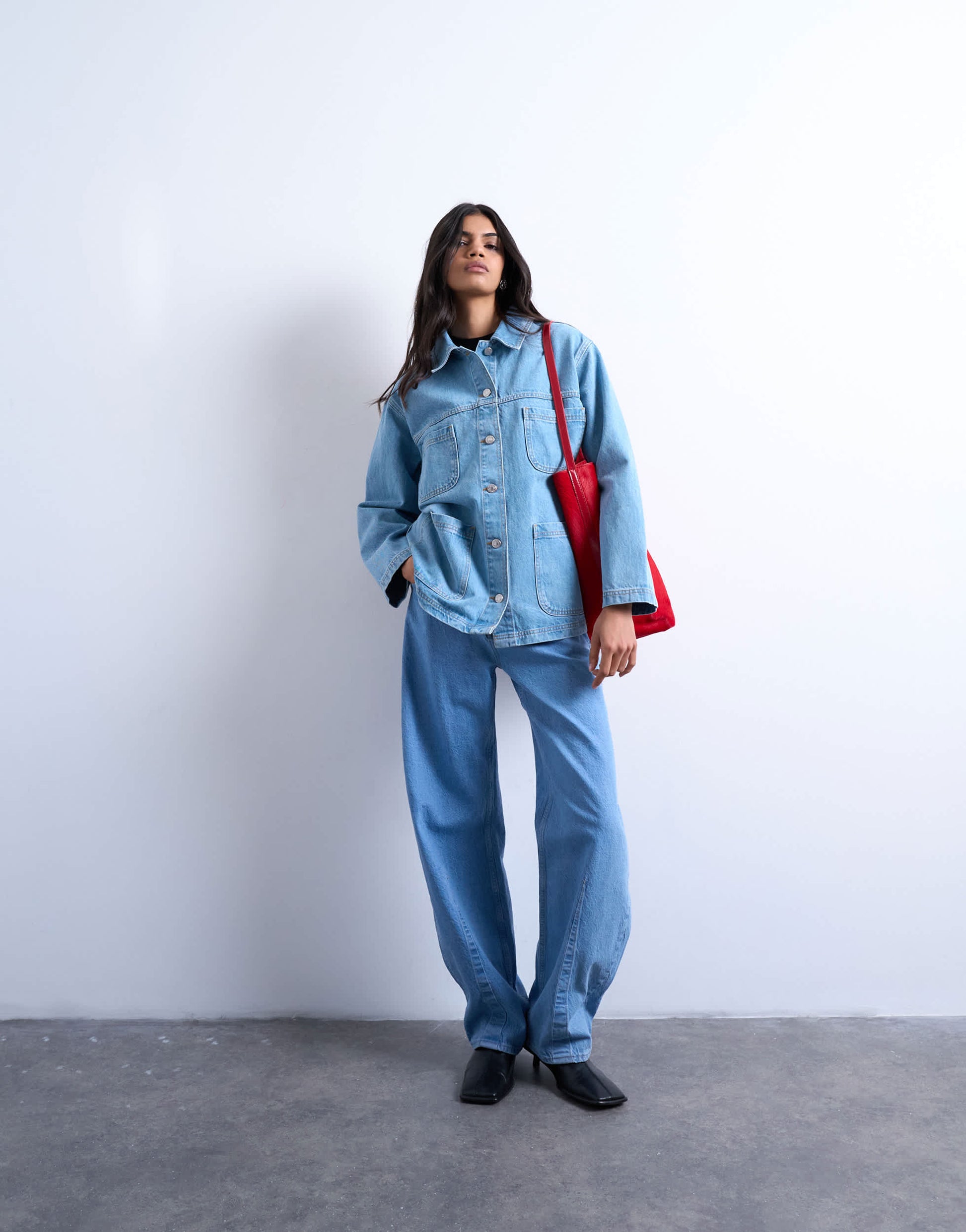 Topshop denim worker jacket in bleach