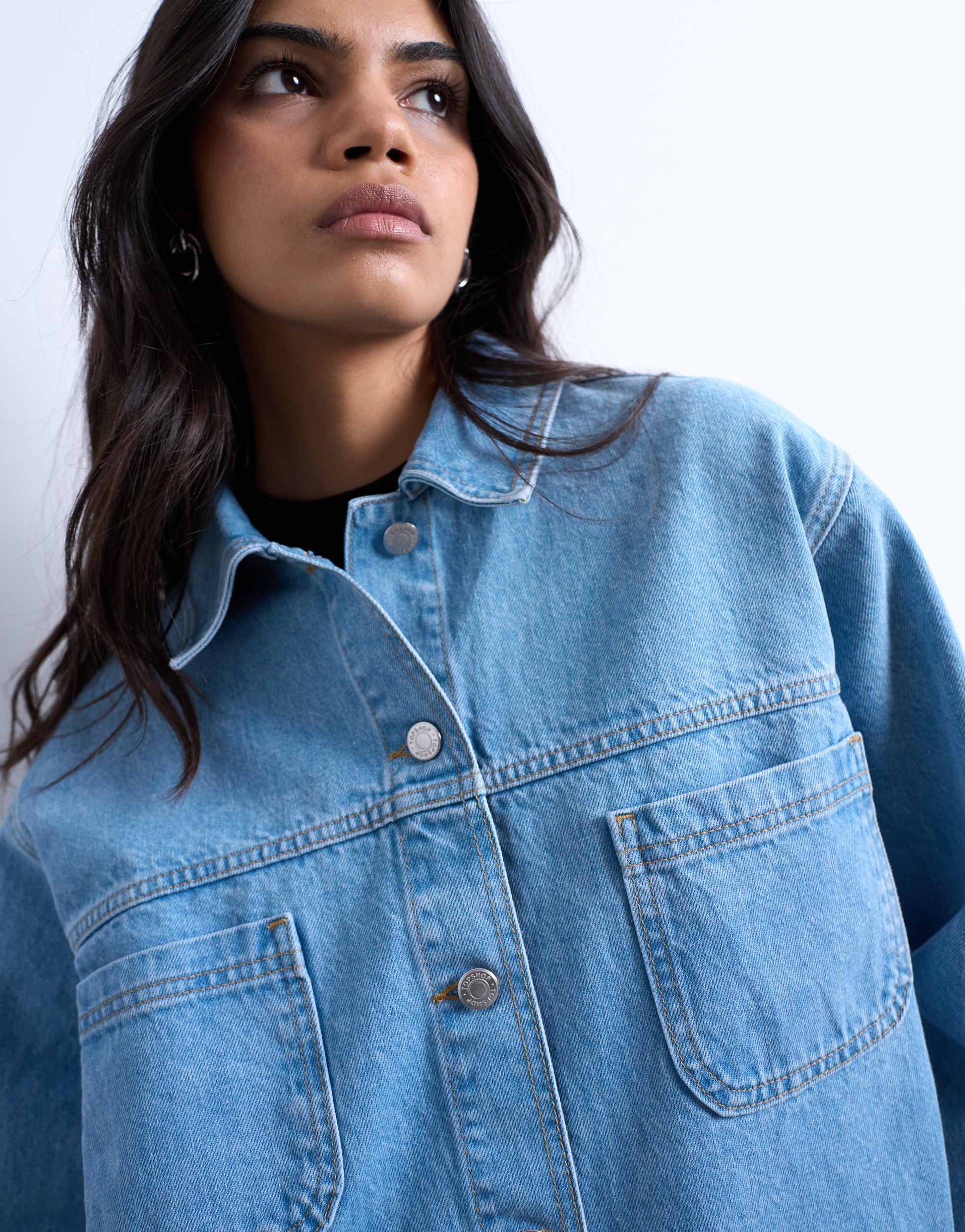Topshop denim worker jacket in bleach