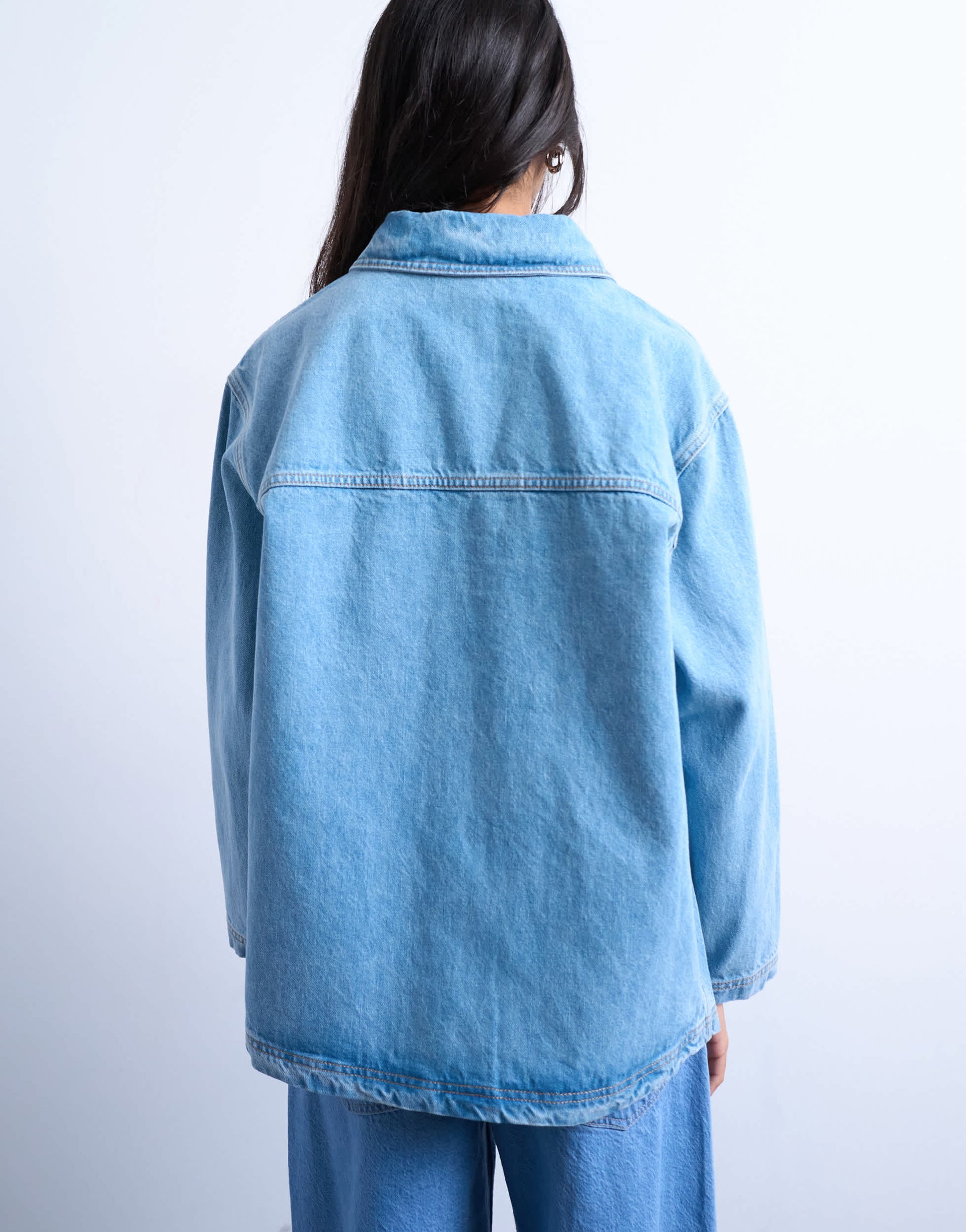 Topshop denim worker jacket in bleach