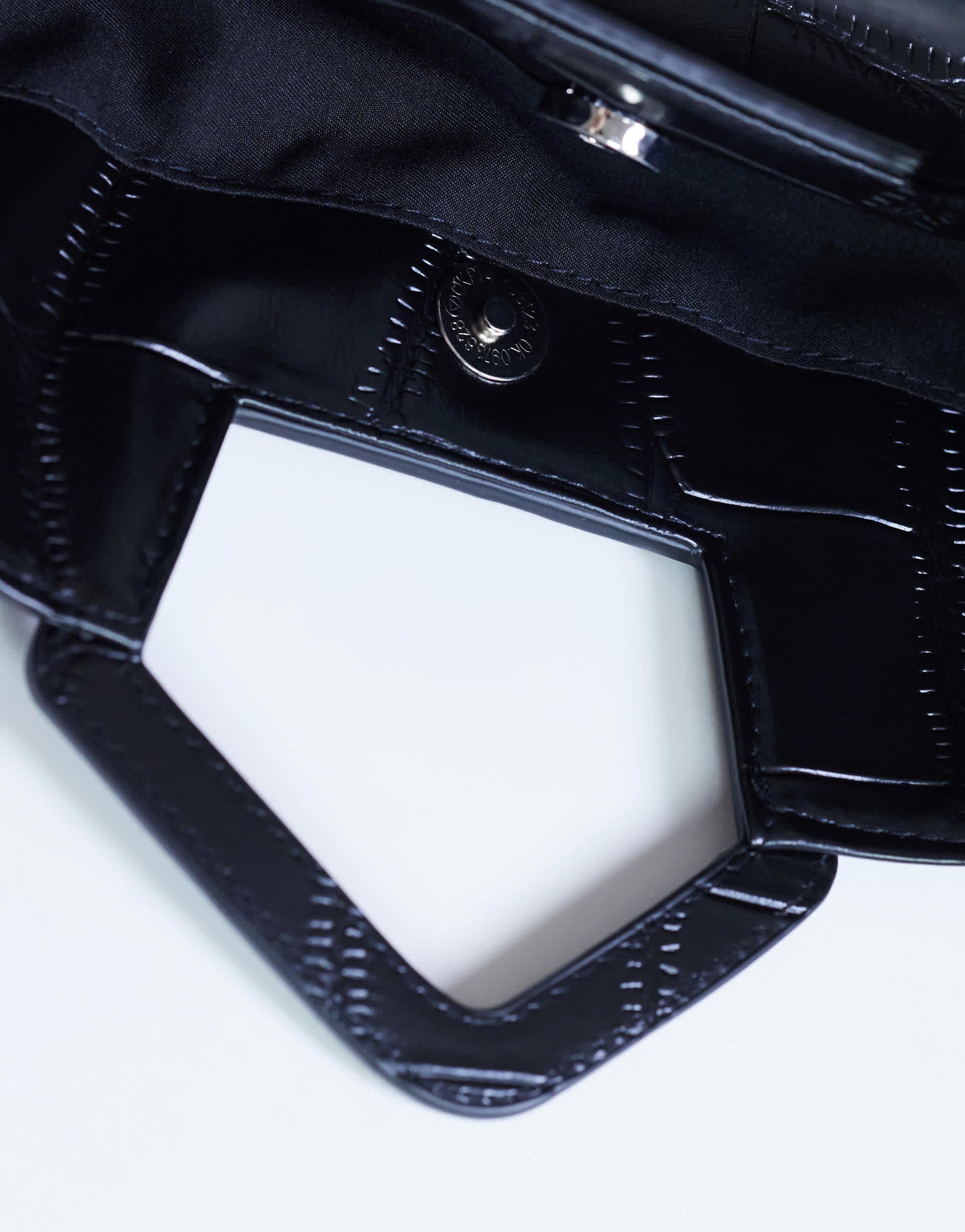 Topshop Gregry folded oversized clutch bag in black croc