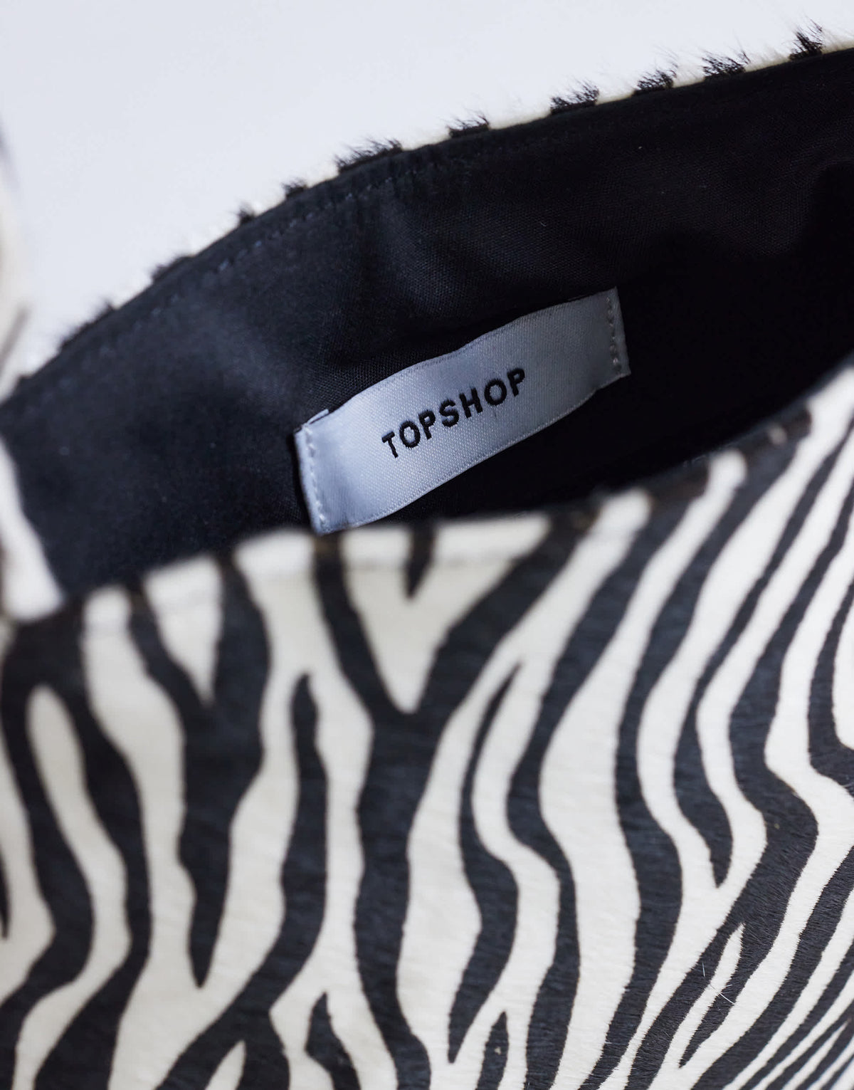 Topshop Gracie small hair on leather grab bag in zebra