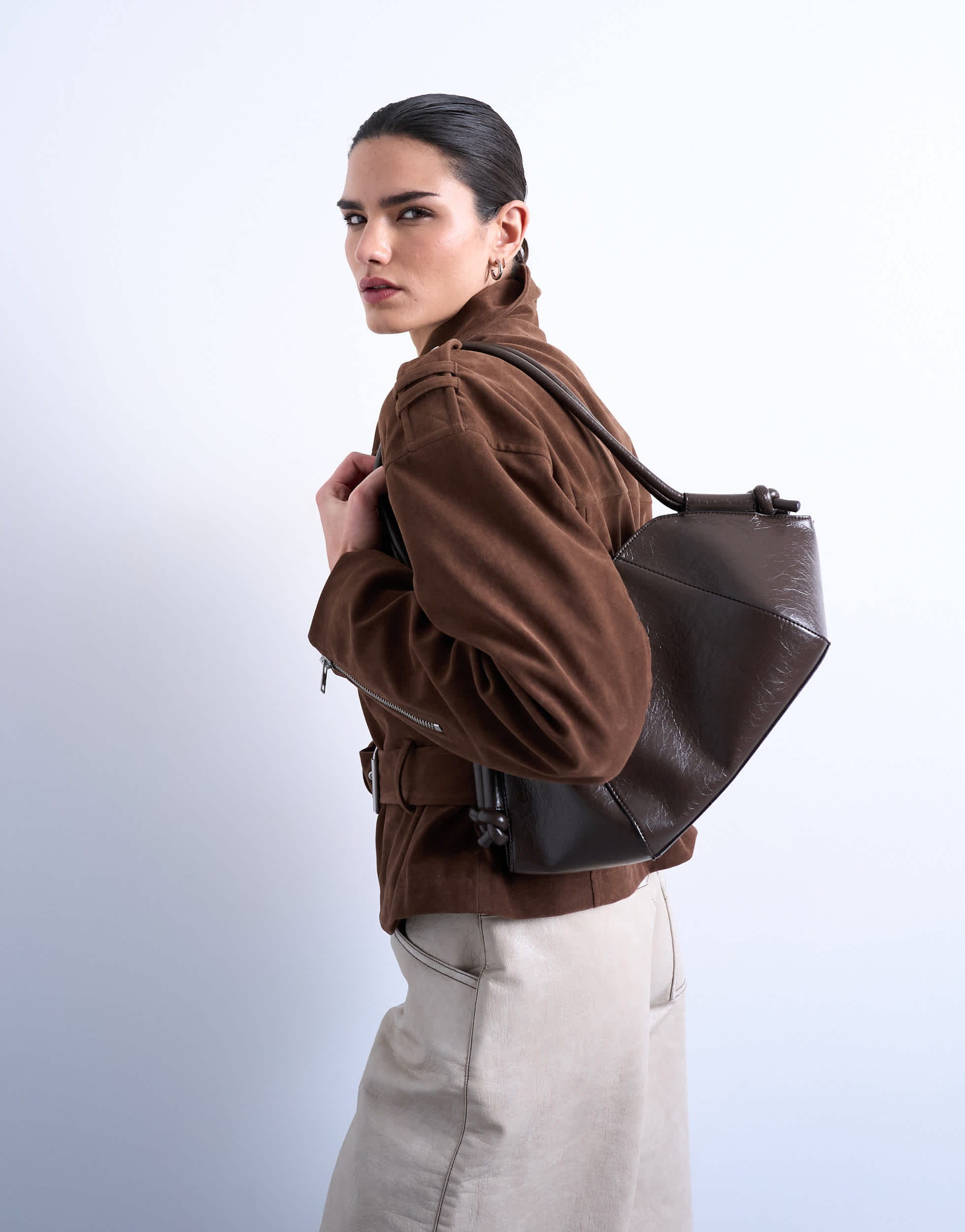 Topshop Sofia medium shoulder bag in chocolate