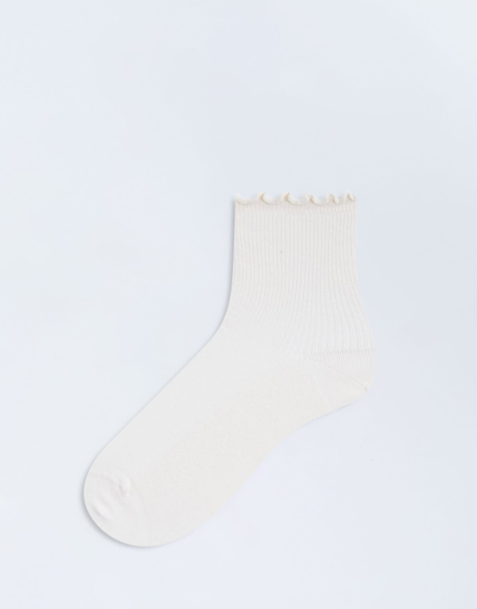 Topshop ribbed frill socks in buttermilk
