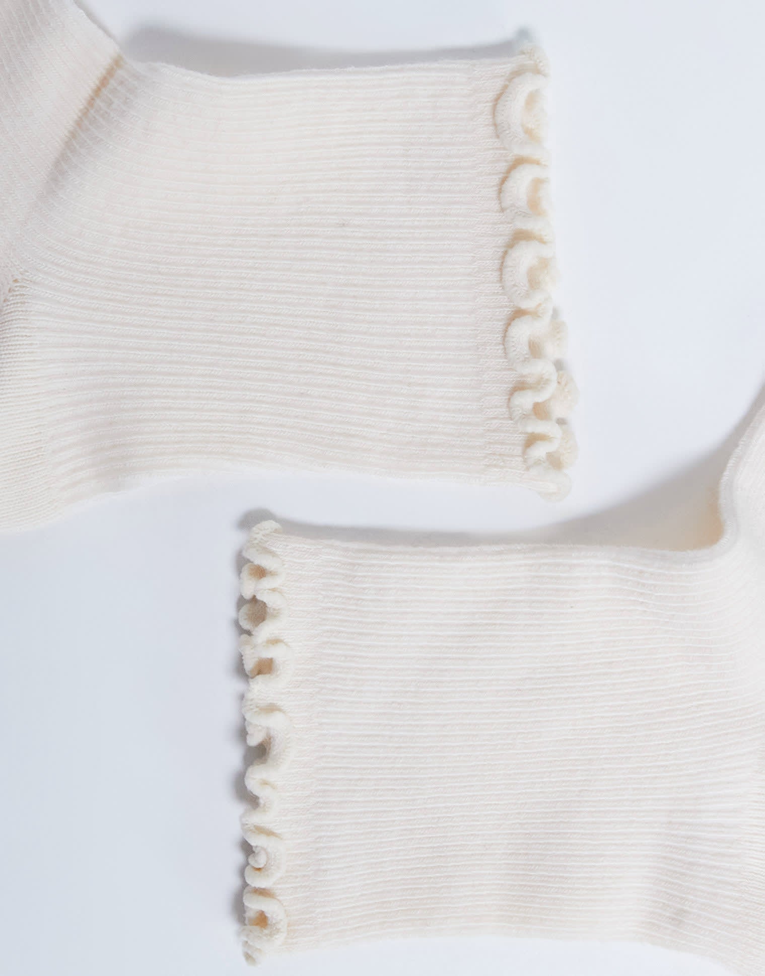 Topshop ribbed frill socks in buttermilk