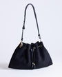 Topshop Sammy medium ruched drawstring shoulder bag in black