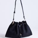 Topshop Sammy ruched drawstring shoulder bag in black