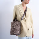 Topshop Carla cross body canvas bucket bag in zebra