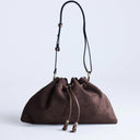 Topshop Sammy ruched drawstring shoulder bag in tan