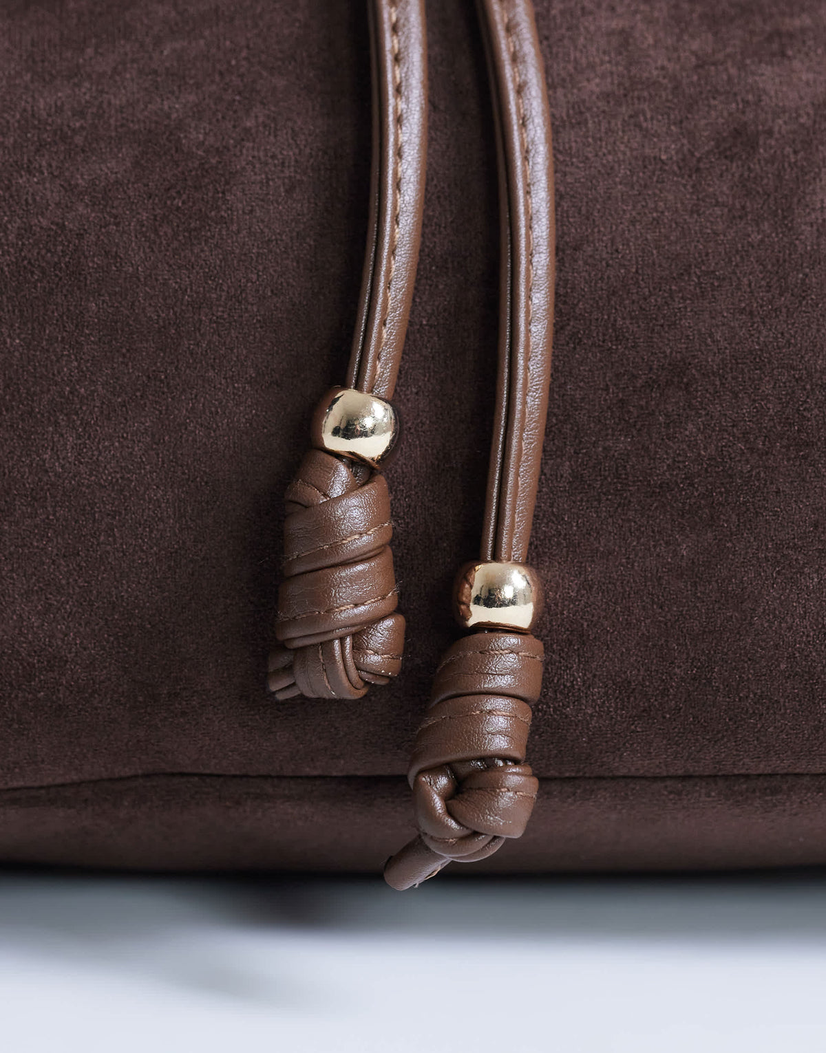 Topshop Sammy medium ruched drawstring shoulder bag in chocolate