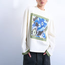 Topshop graphic floral print skater tee in ecru