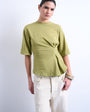 Topshop cinch waist structured tee in khaki