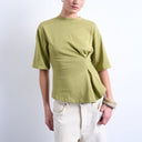 Topshop cinch waist structured tee in khaki