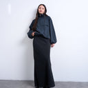 Topshop super soft cupro bias midi skirt in charcoal