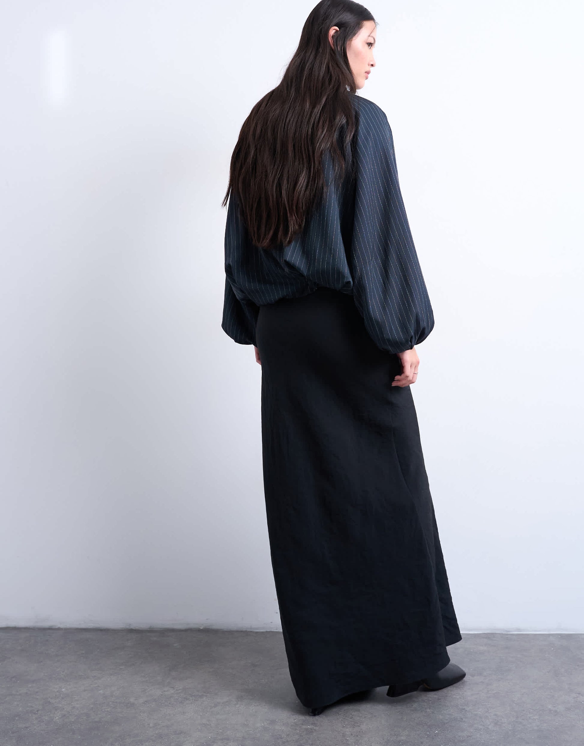 Topshop super soft cupro bias midi skirt in charcoal
