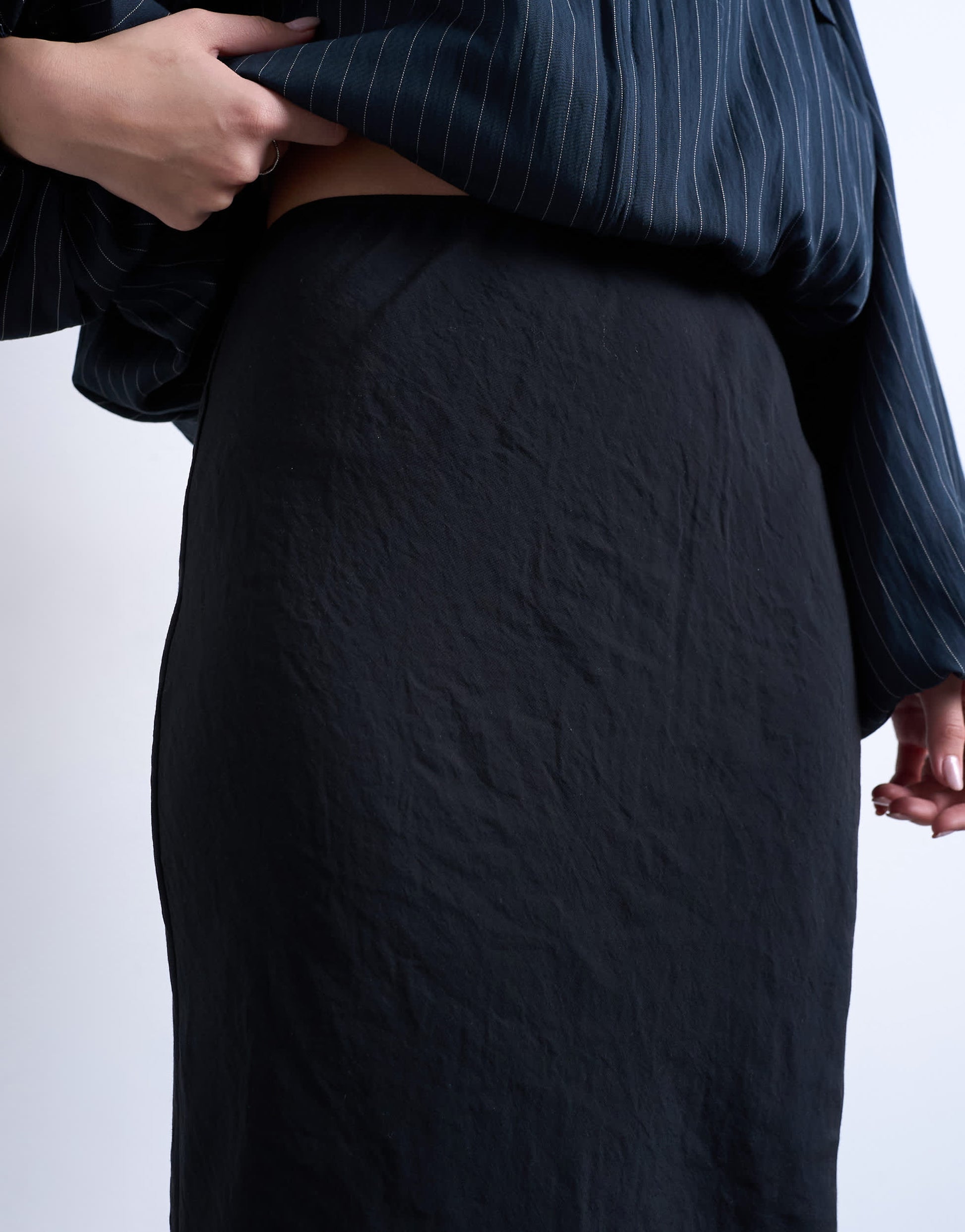 Topshop super soft cupro bias midi skirt in charcoal
