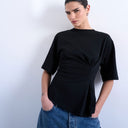 Topshop cinch waist structured tee in black