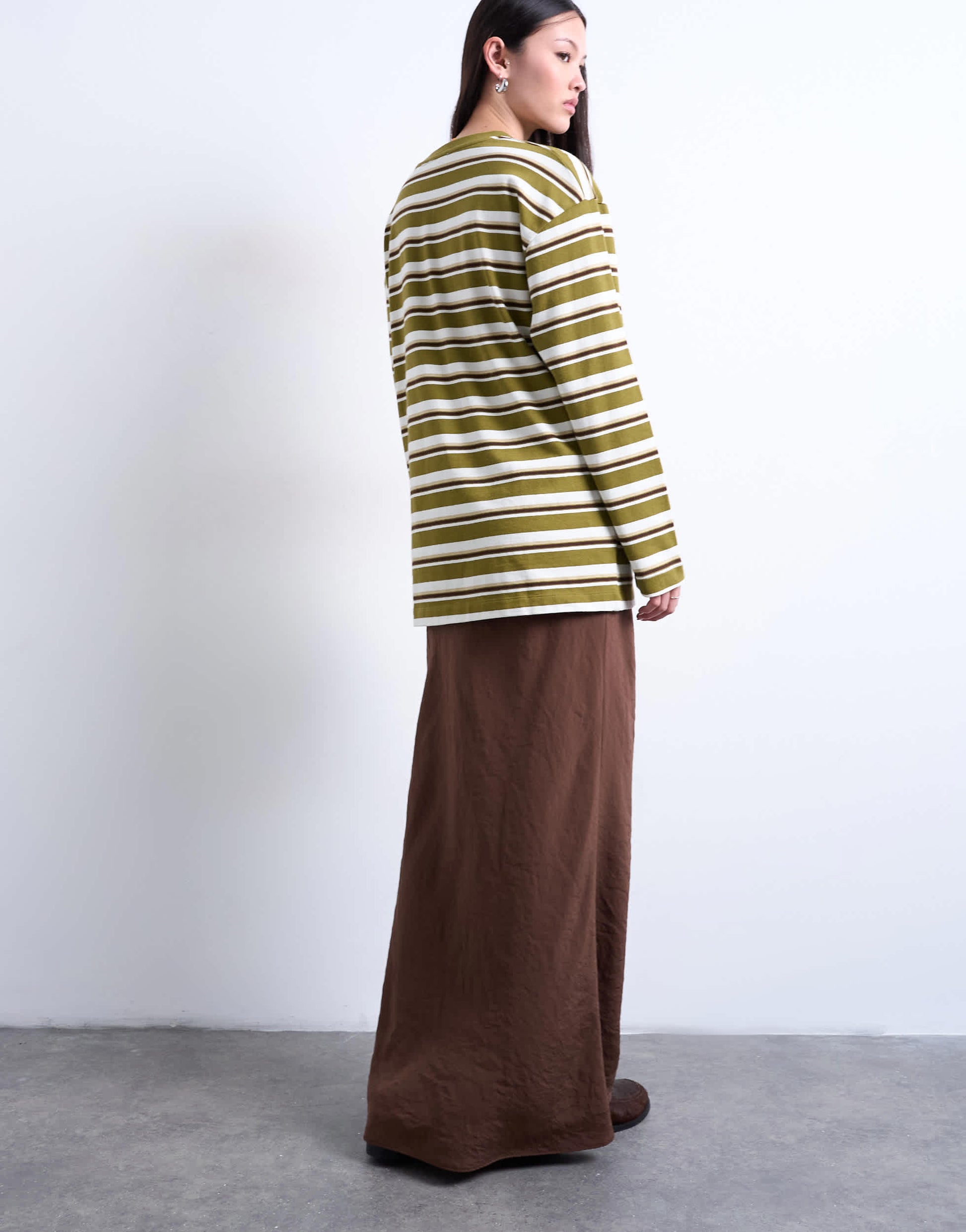 Topshop super soft cupro bias midi skirt in chocolate