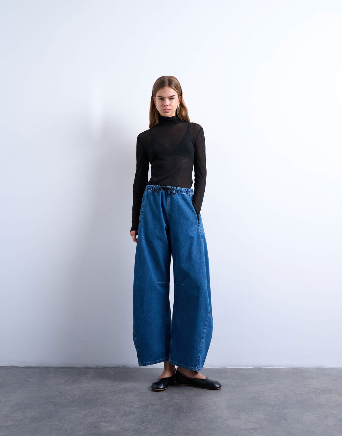Topshop pull on barrel jean in vintage blue