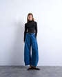 Topshop pull on barrel jean in vintage blue