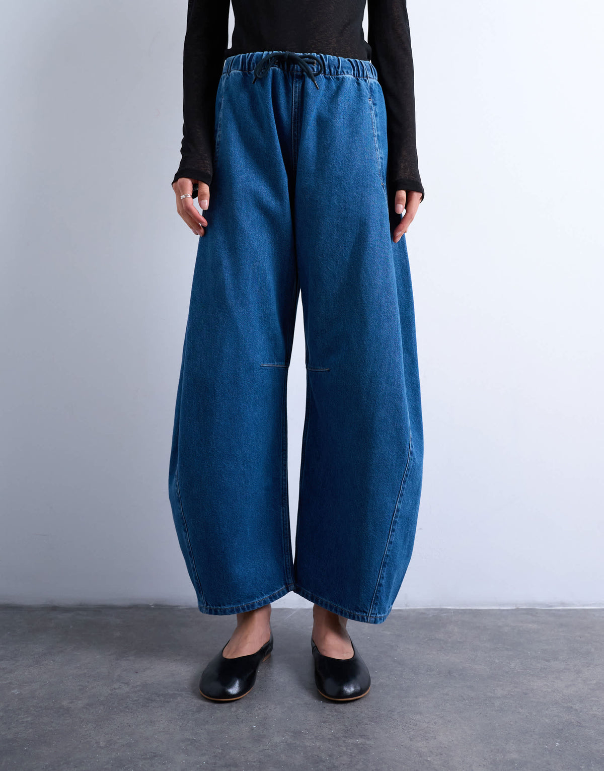 Topshop pull on barrel jean in vintage blue
