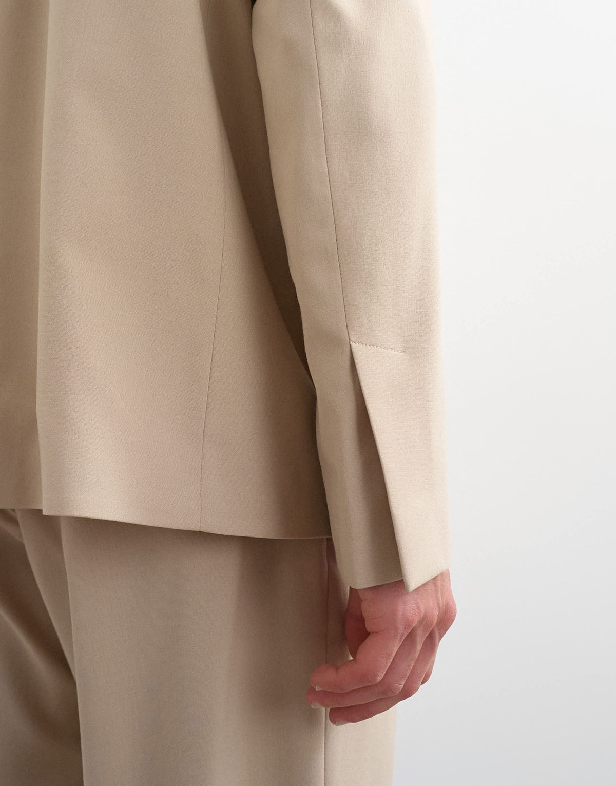 Topman oversized fit collarless blazer in stone
