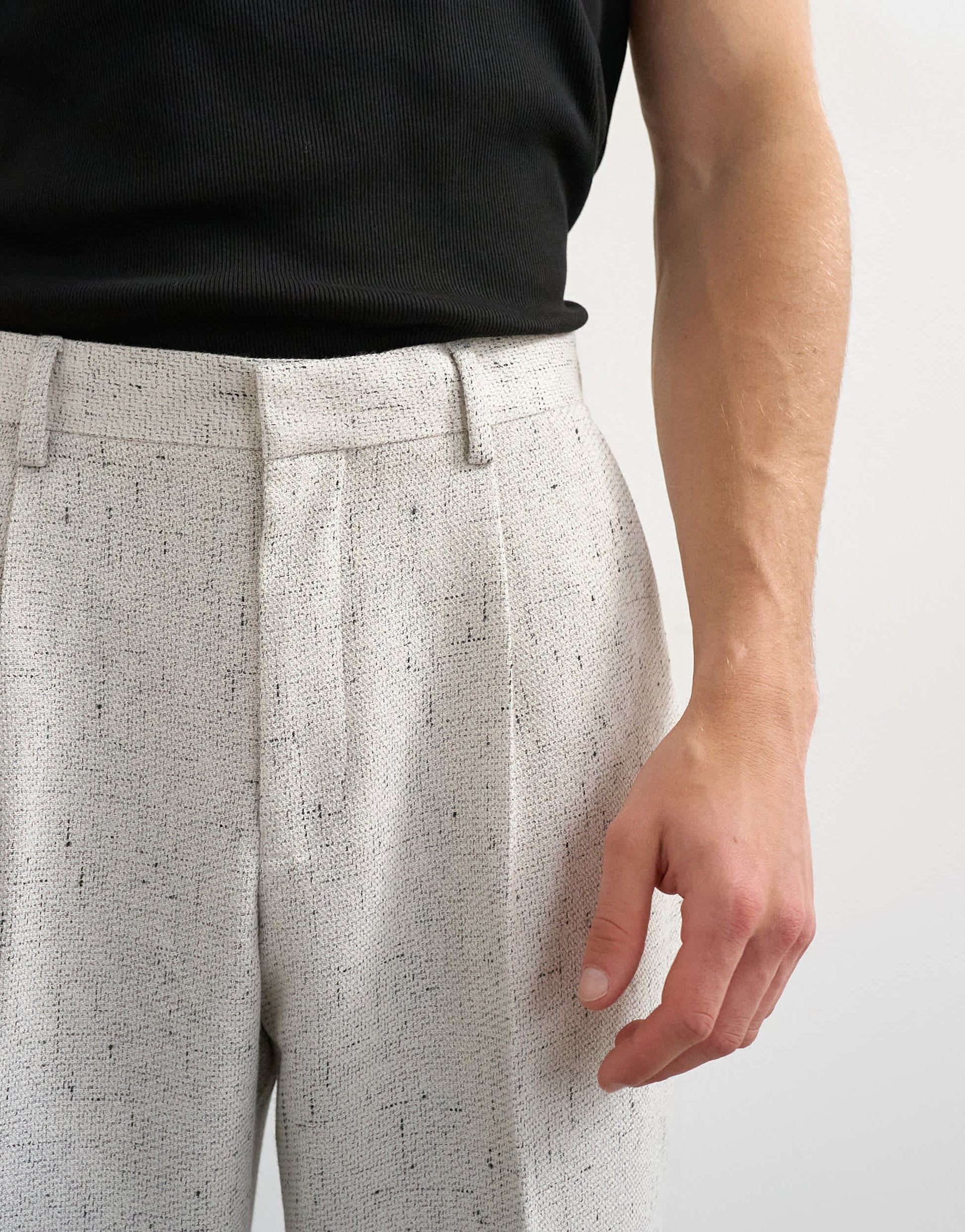 Topman wide leg boucle textured trousers in cream