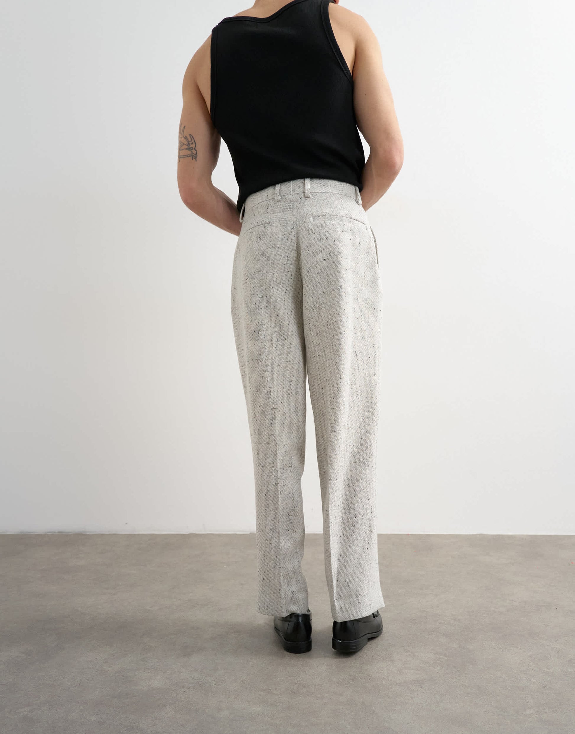 Topman wide leg boucle textured trousers in cream