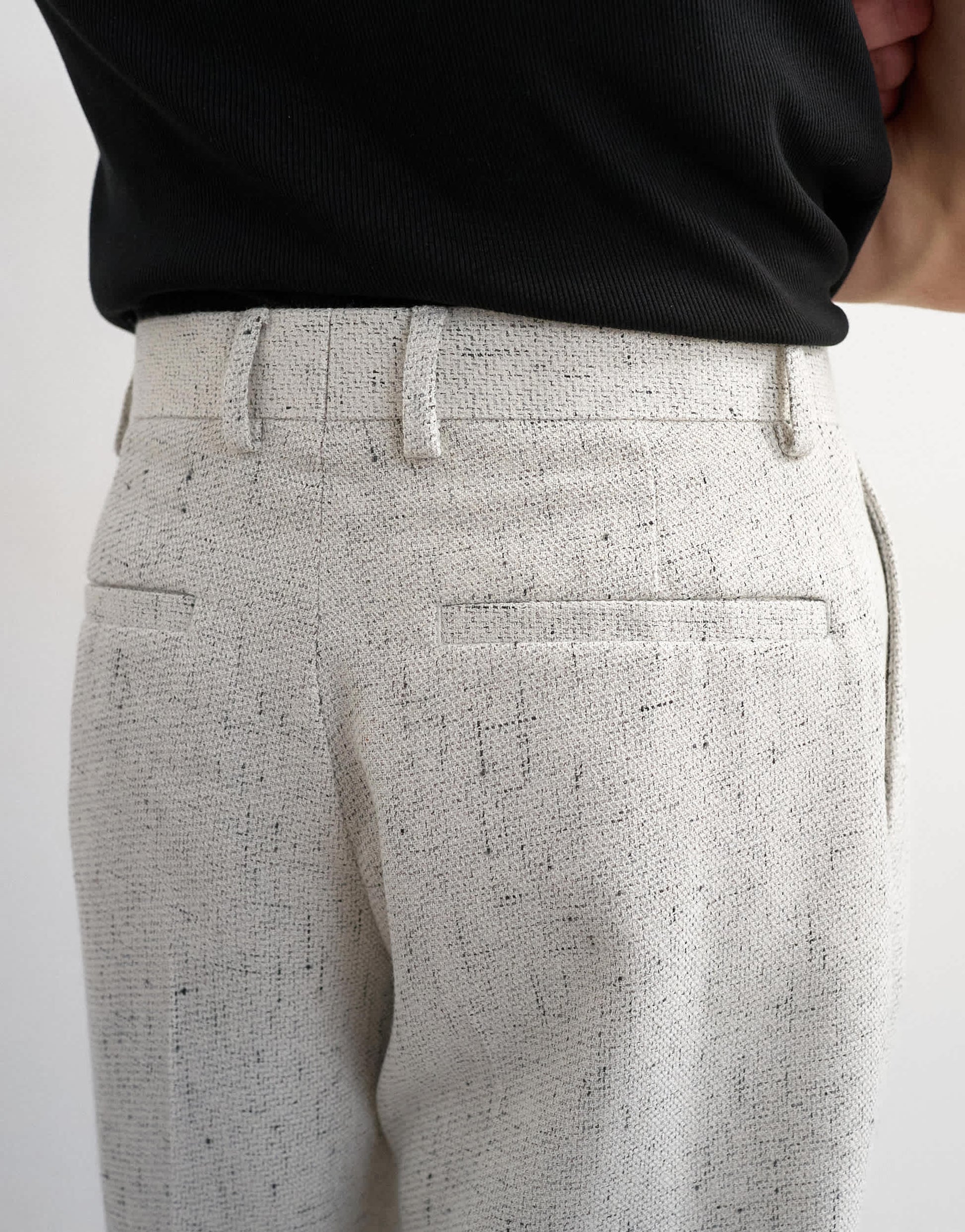 Topman wide leg boucle textured trousers in cream