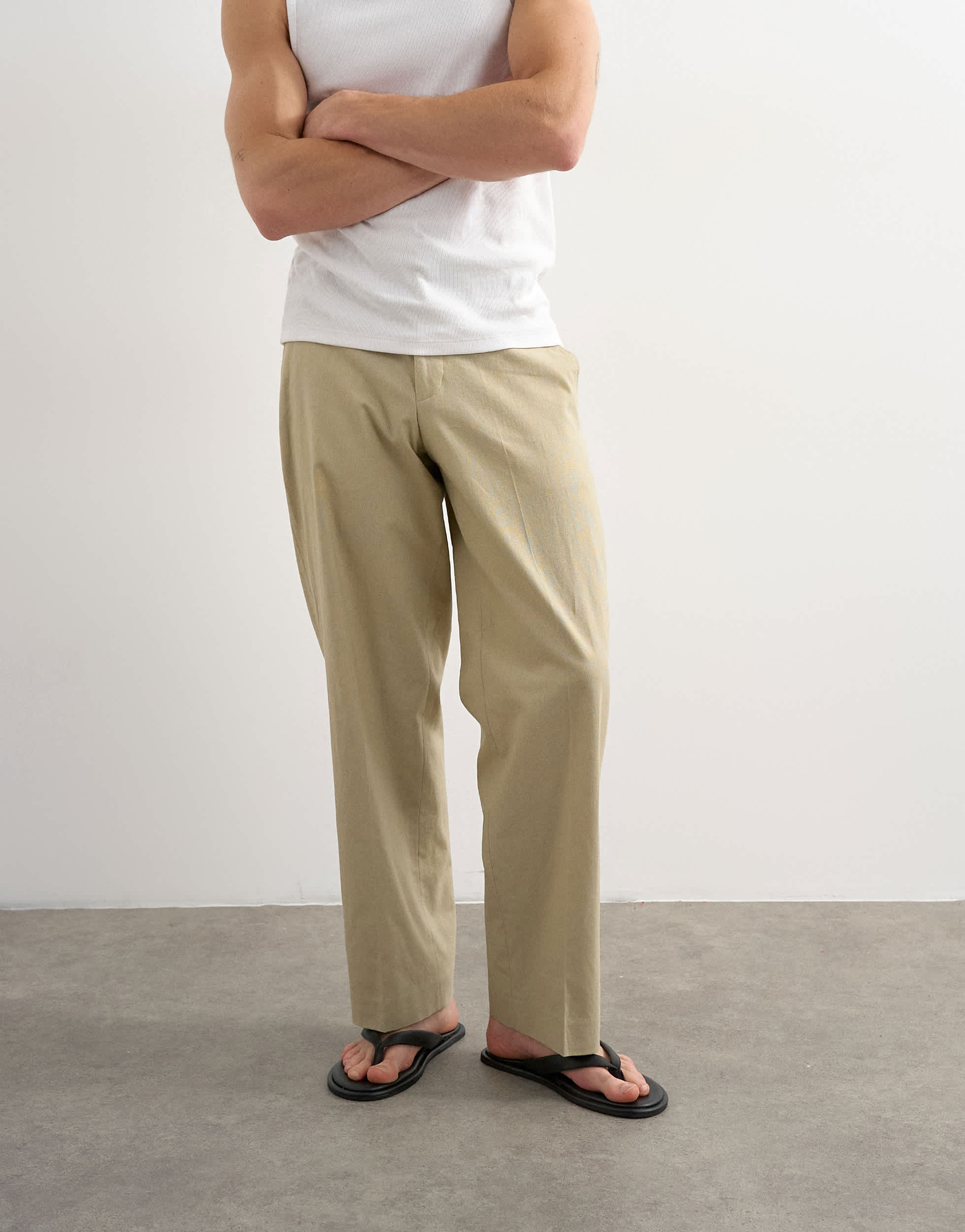 Topman weite Leinenhose in Beige