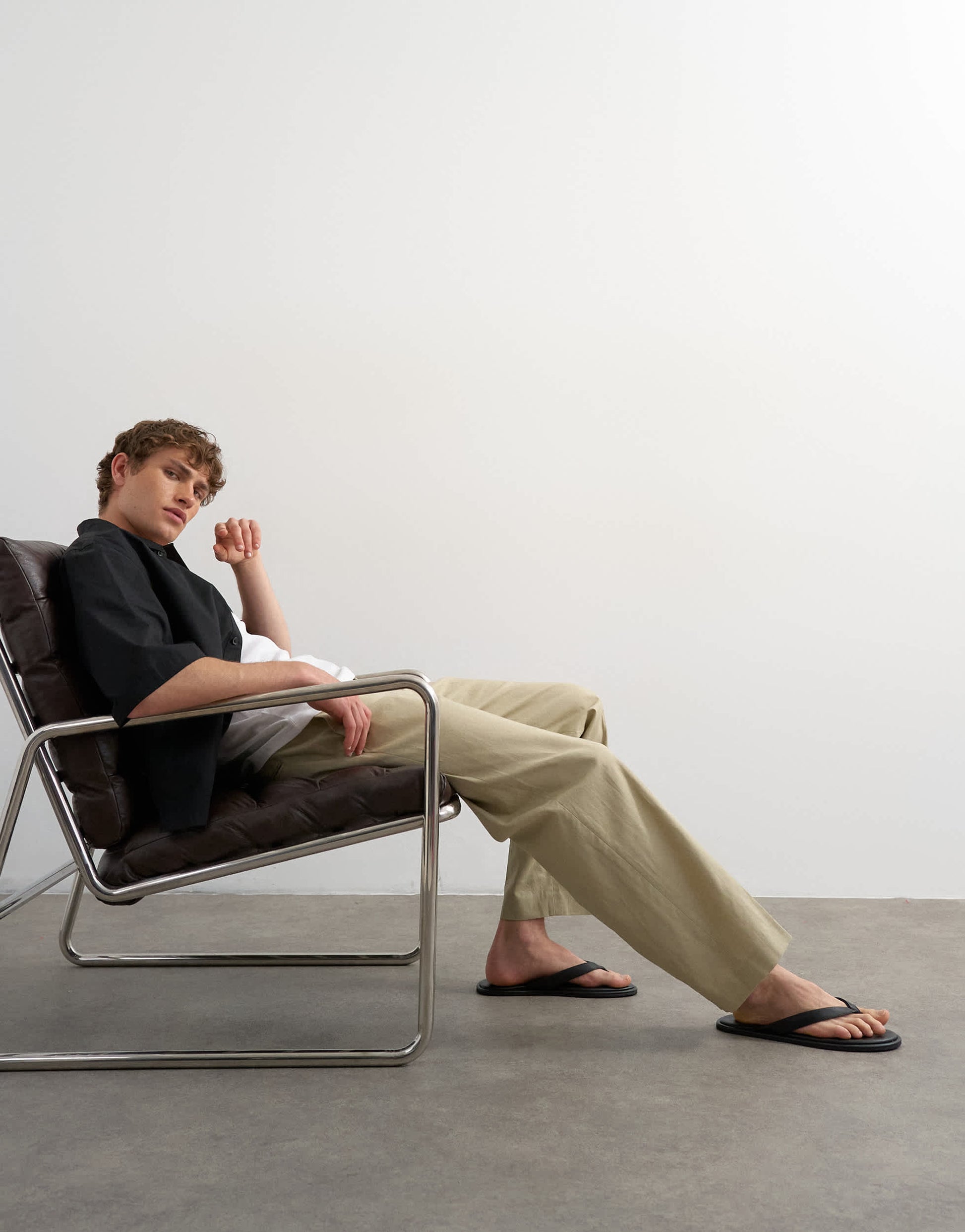 Topman wide leg linen rich trouser in beige