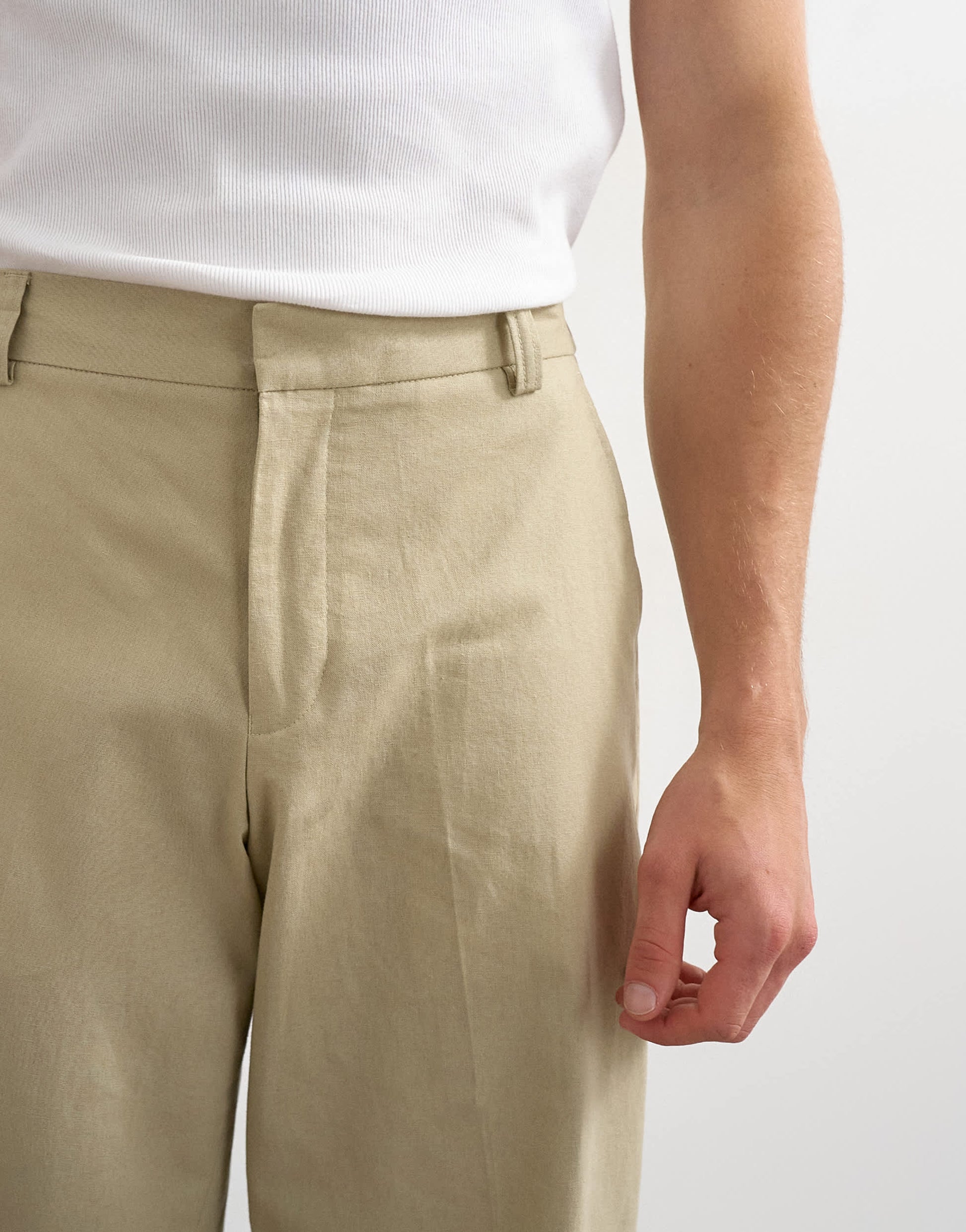 Topman wide leg linen rich trouser in beige