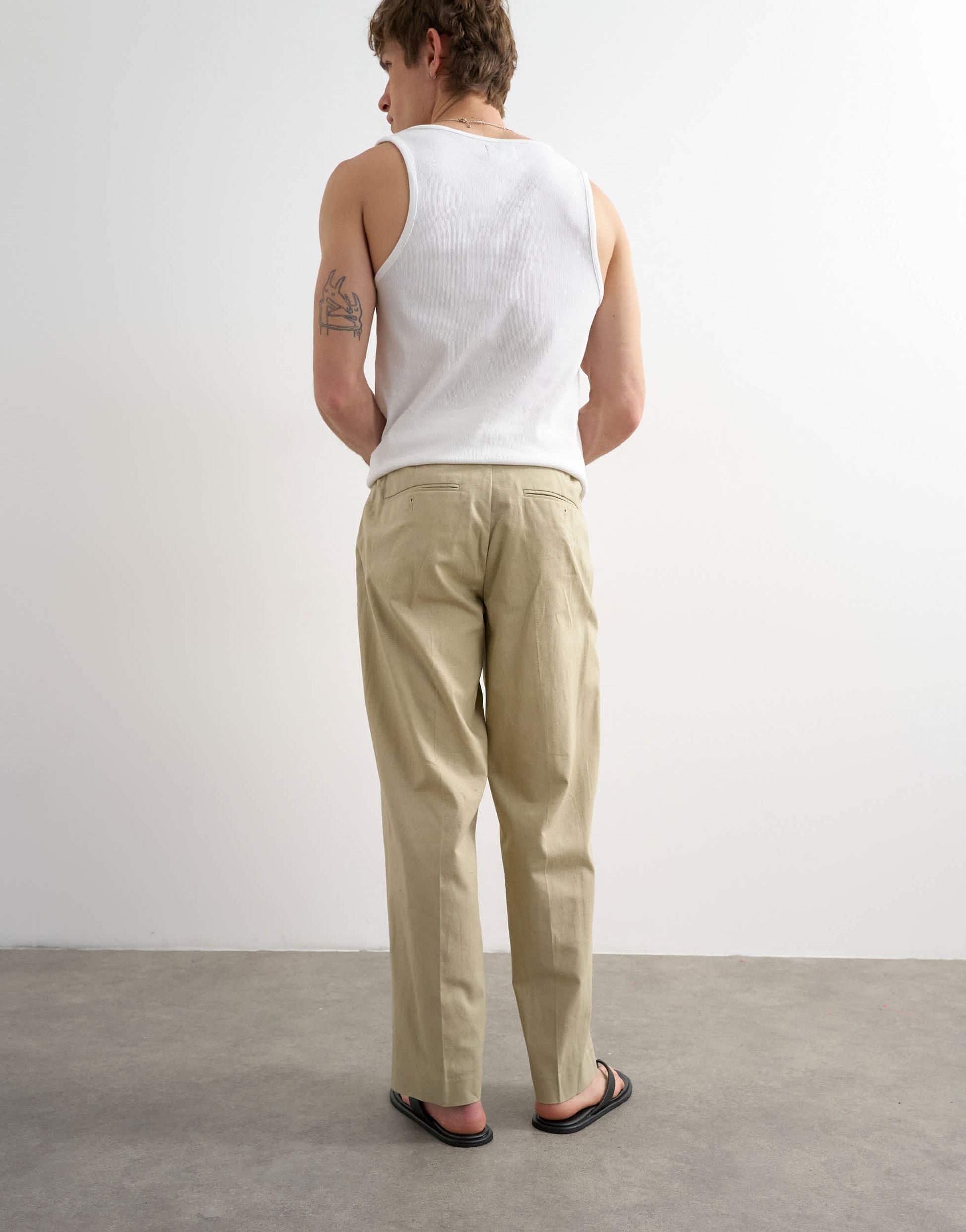 Topman wide leg linen rich trouser in beige