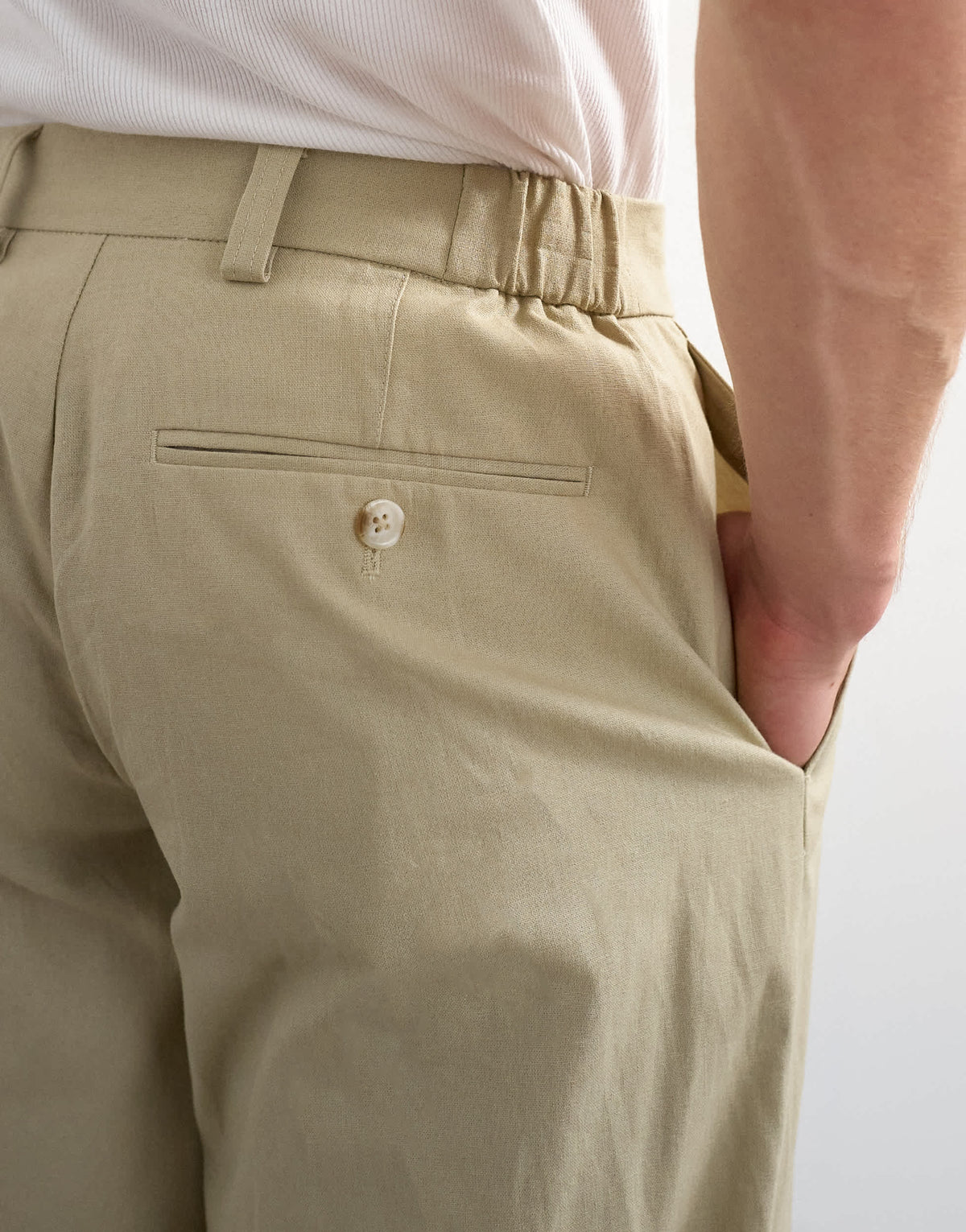 Topman wide leg linen rich trouser in beige