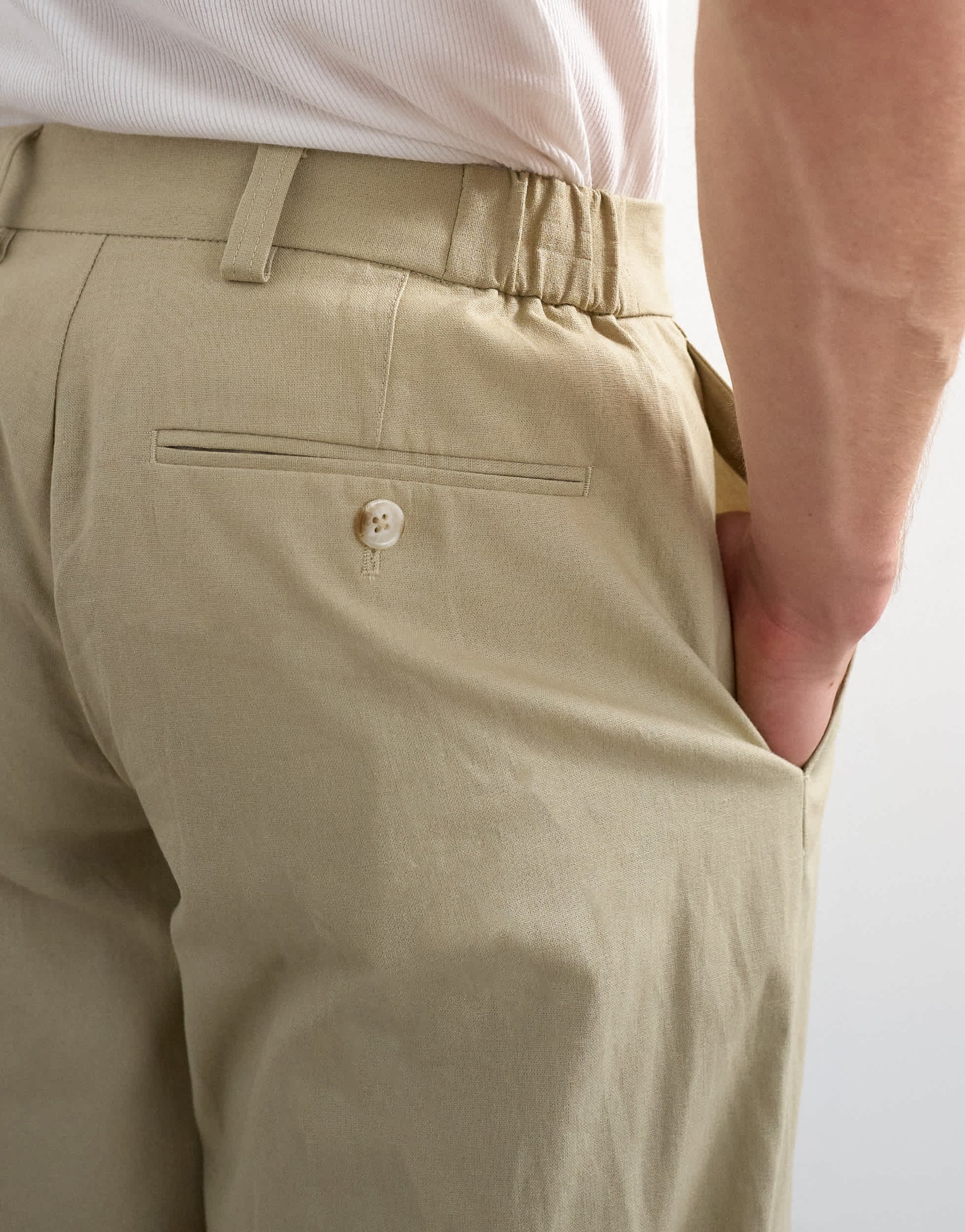 Topman wide leg linen rich trouser in beige