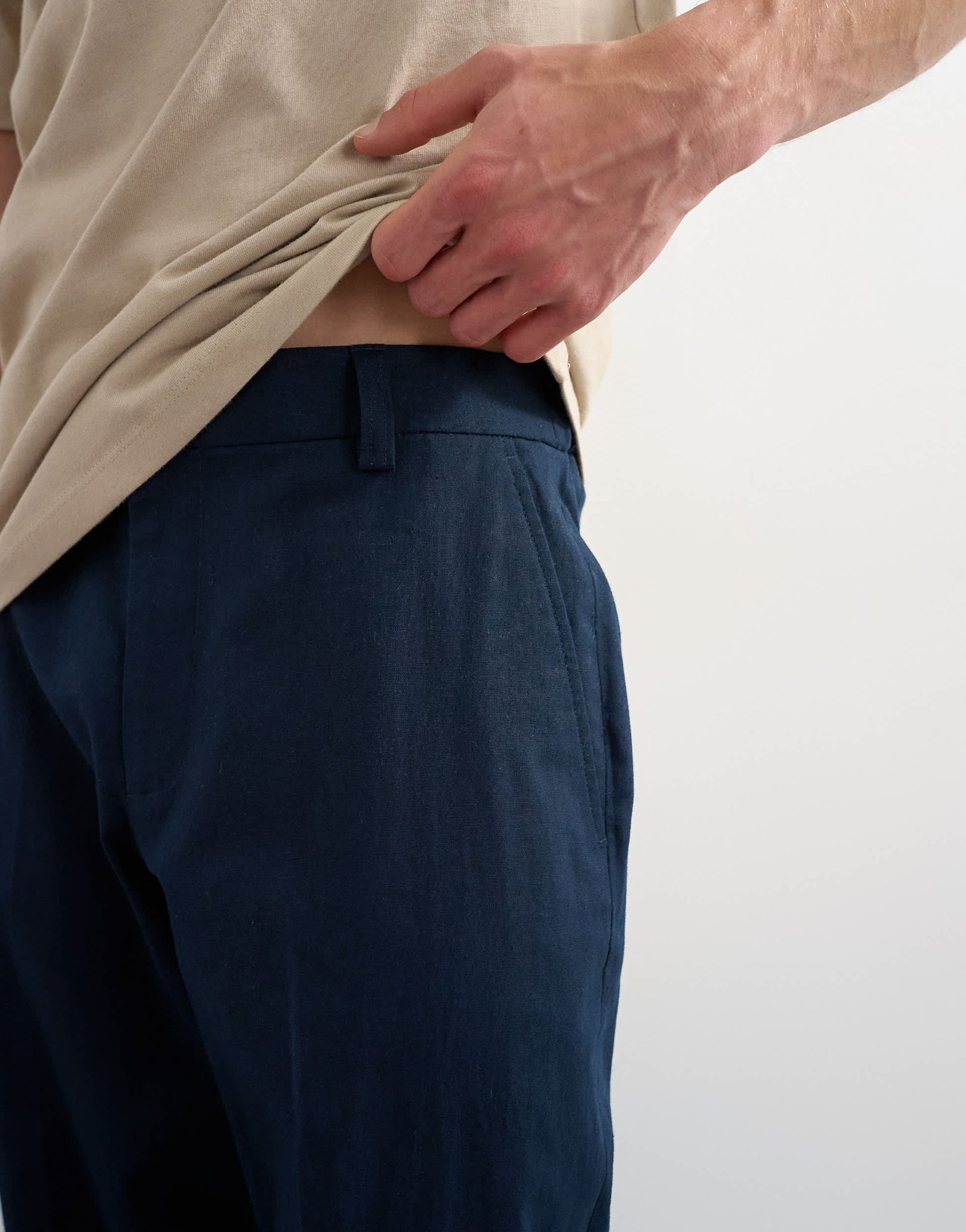 Topman wide leg linen rich trouser in navy