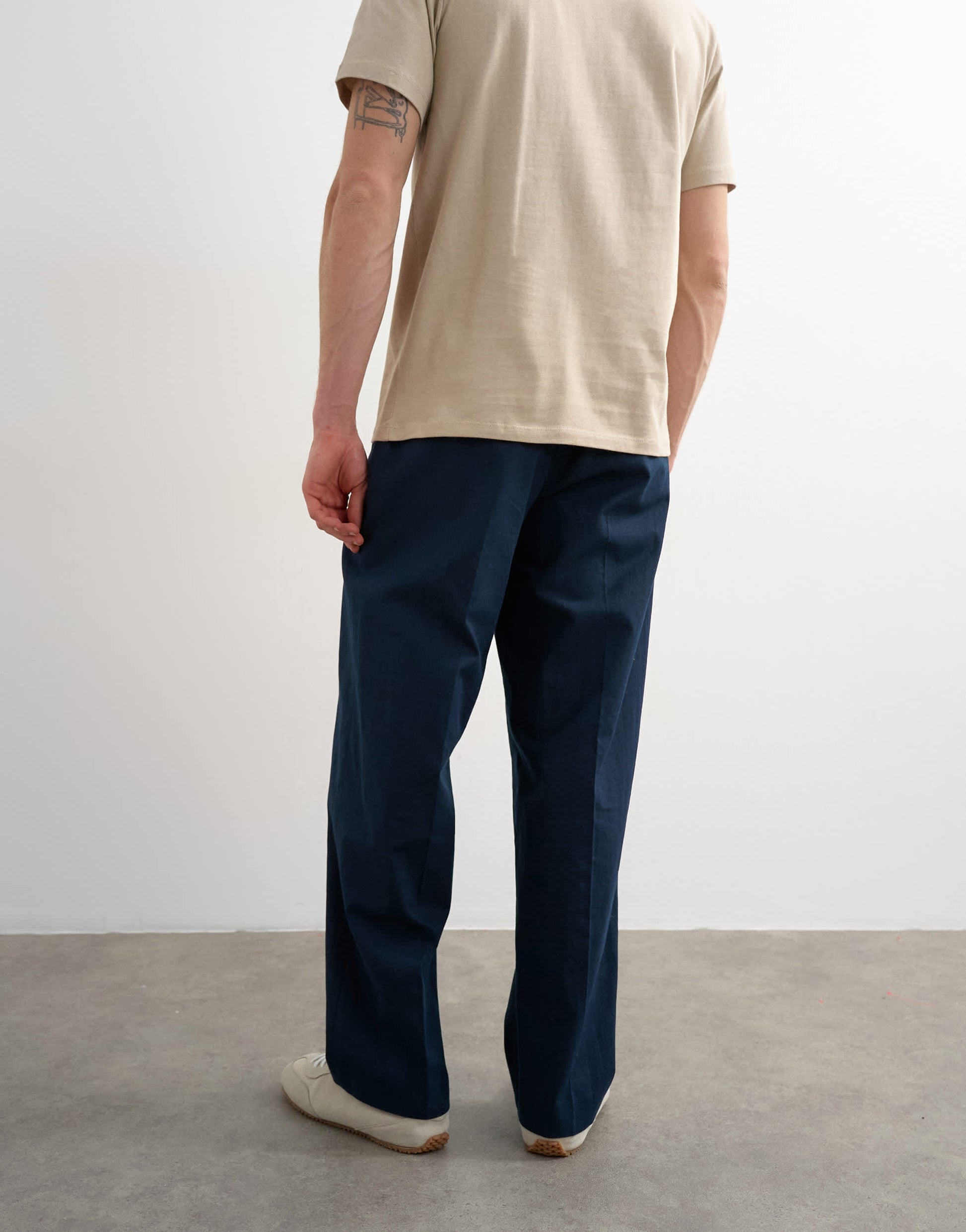 Topman wide leg linen rich trouser in navy
