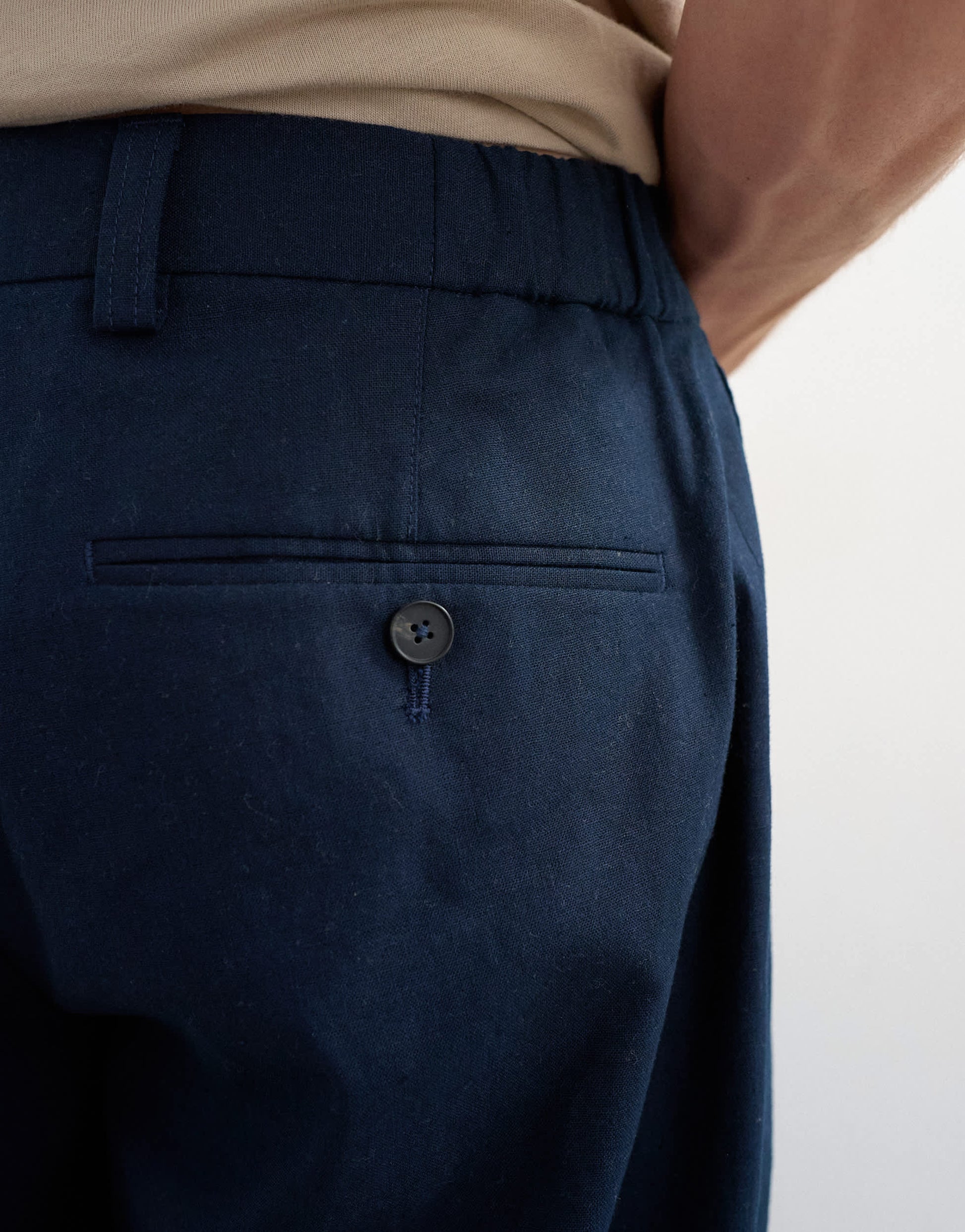 Topman wide leg linen rich trouser in navy