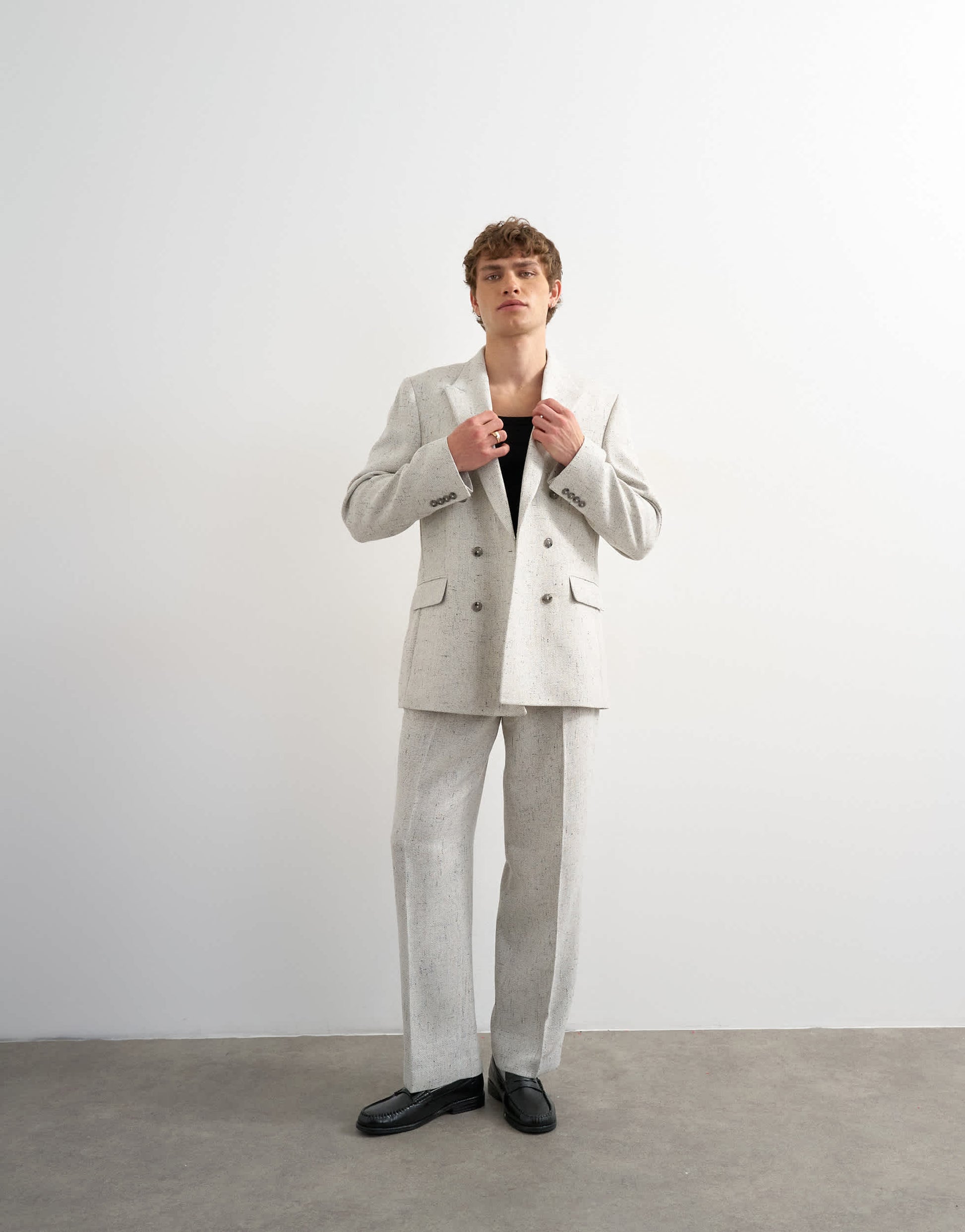Topman relaxed fit textured boucle blazer in cream