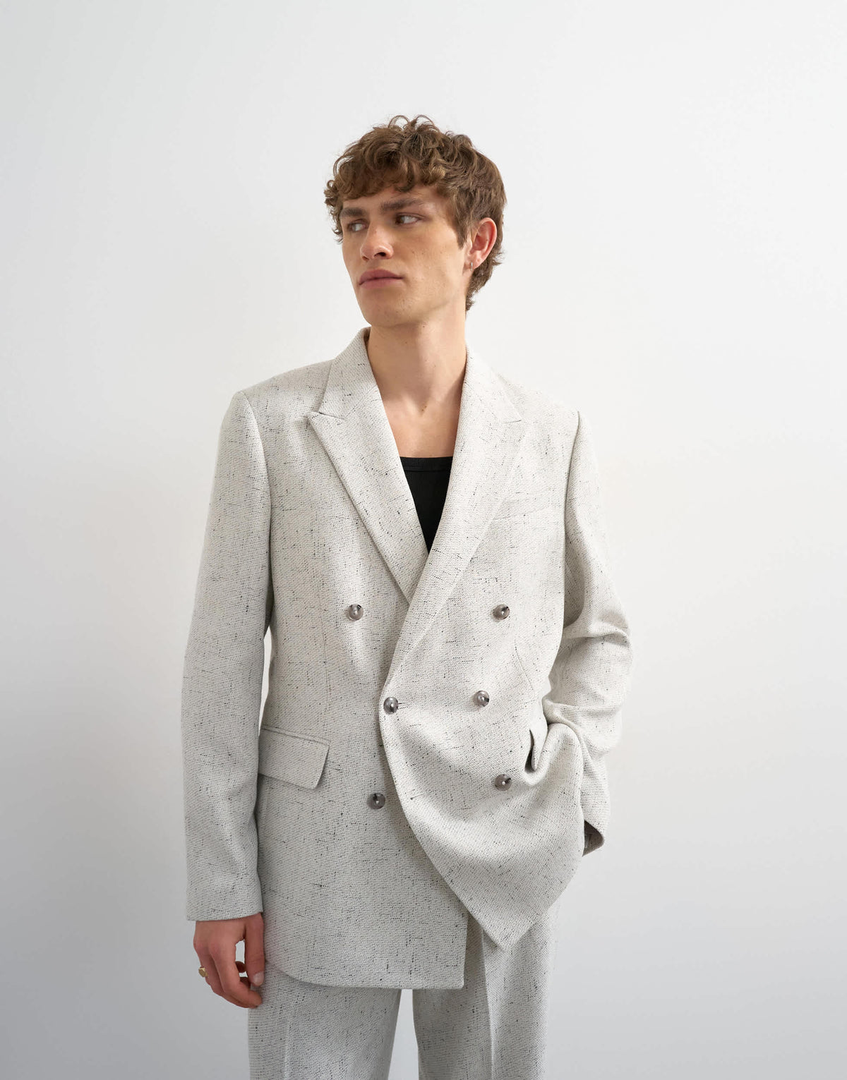 Topman relaxed fit textured boucle blazer in cream