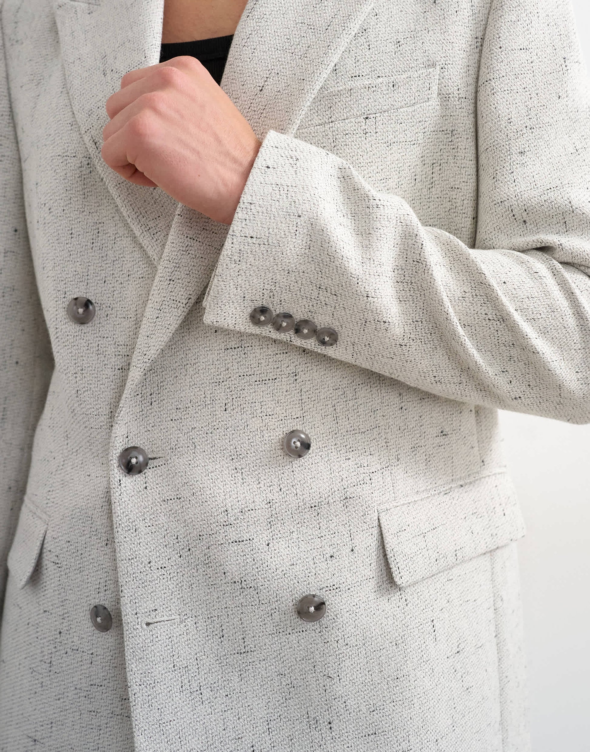 Topman relaxed fit textured boucle blazer in cream