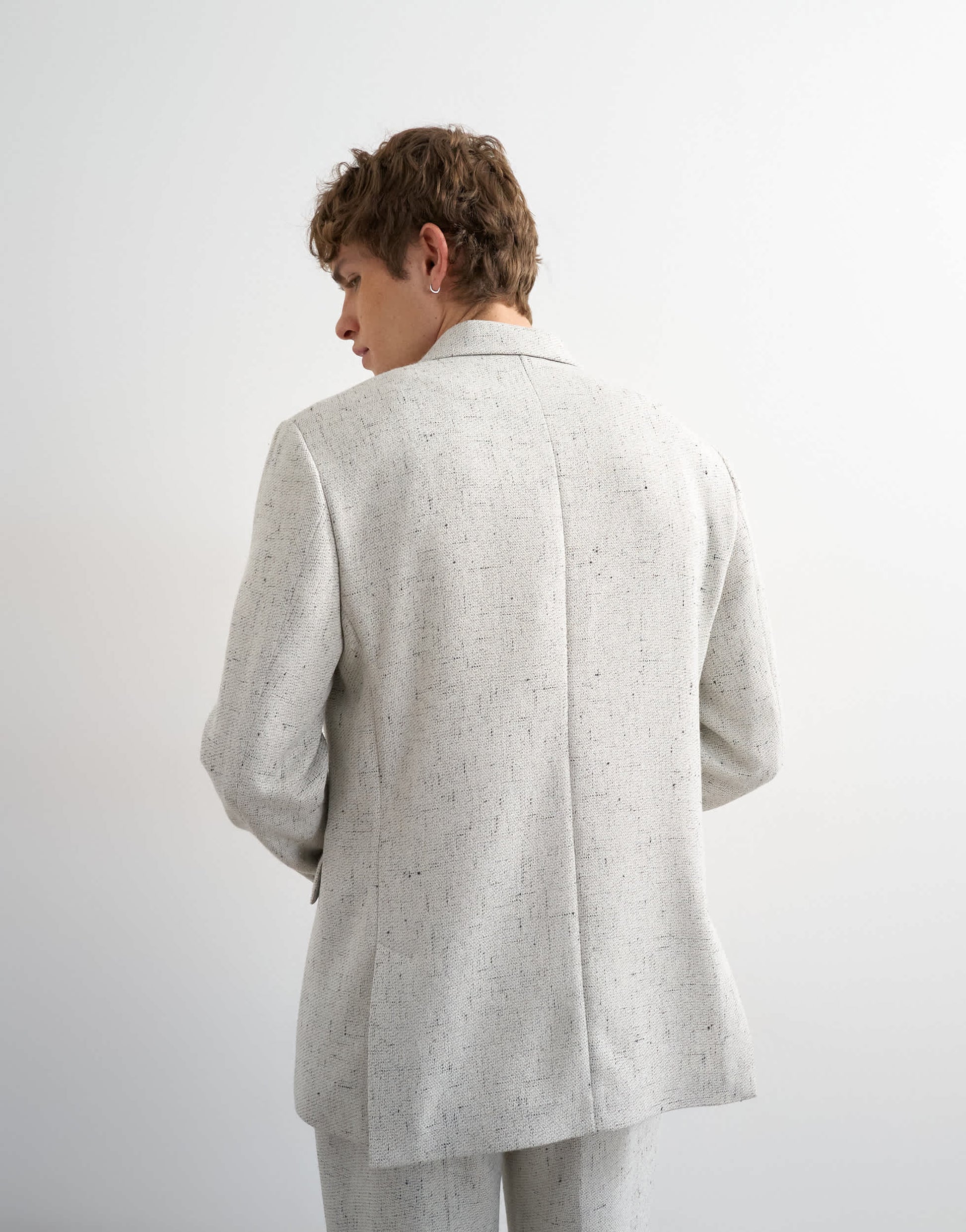 Topman relaxed fit textured boucle blazer in cream